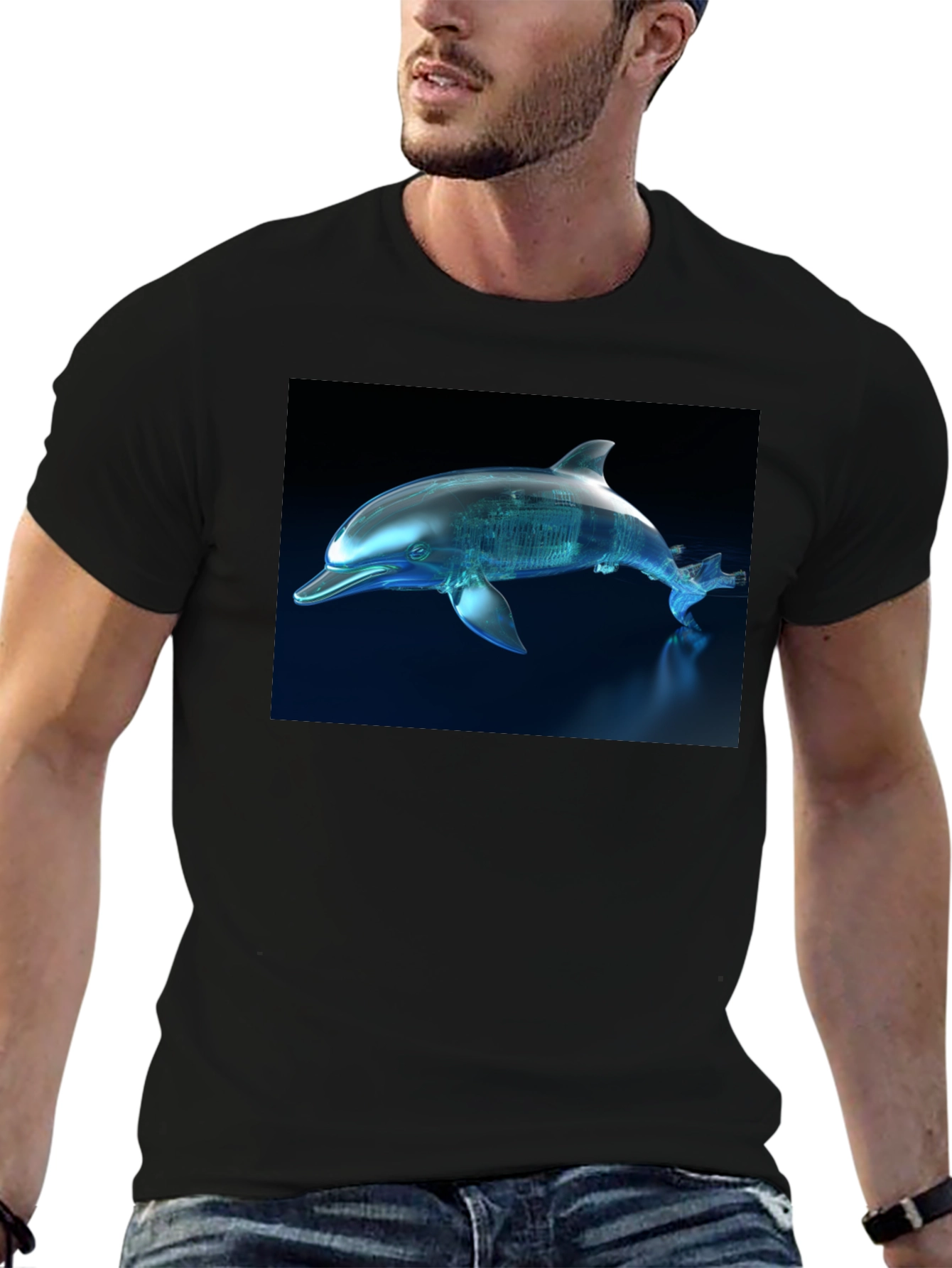 Futuristic Dolphin Graphic T-Shirt