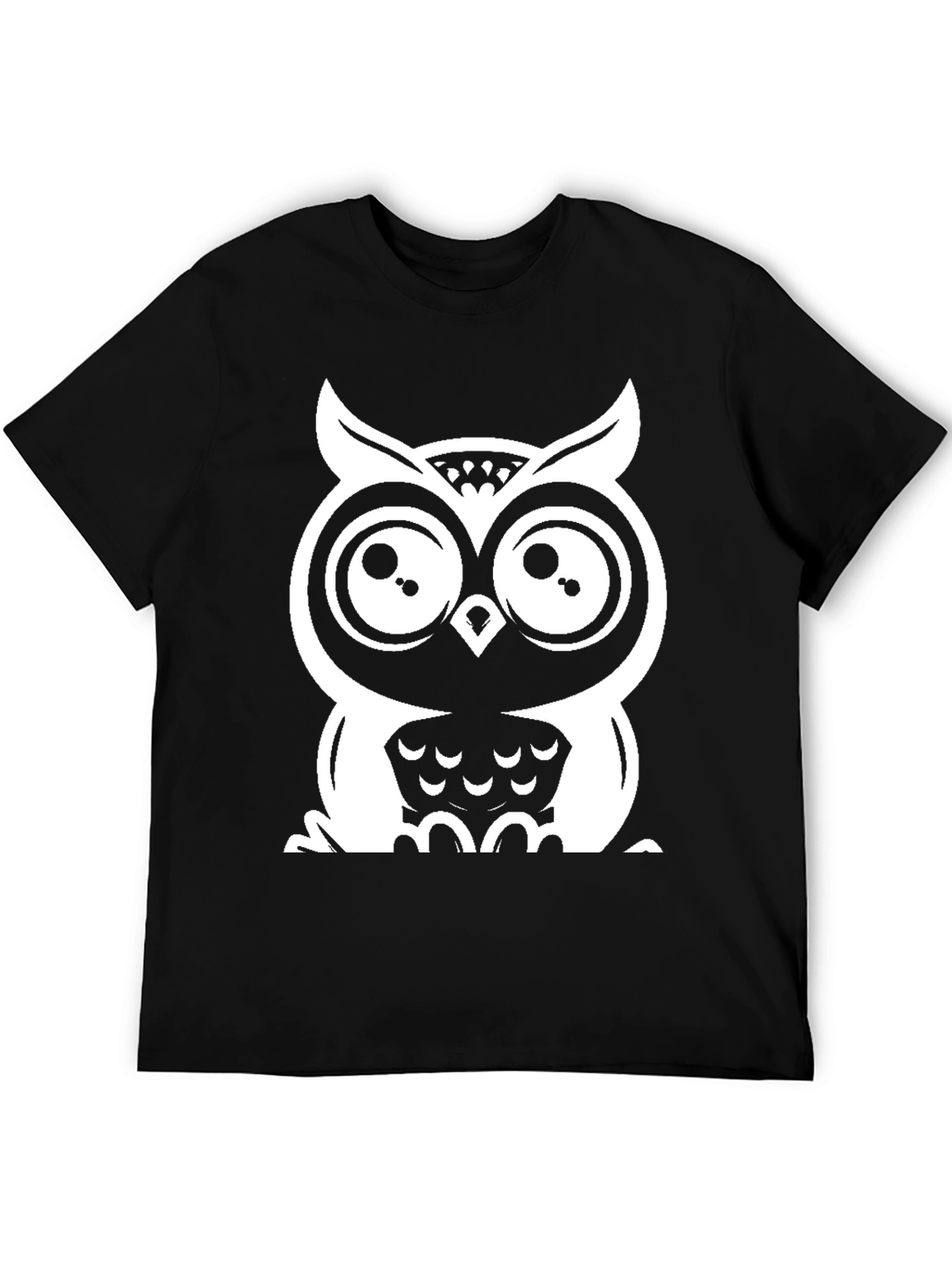 Owl Graphic Tee - Black Cotton T-Shirt