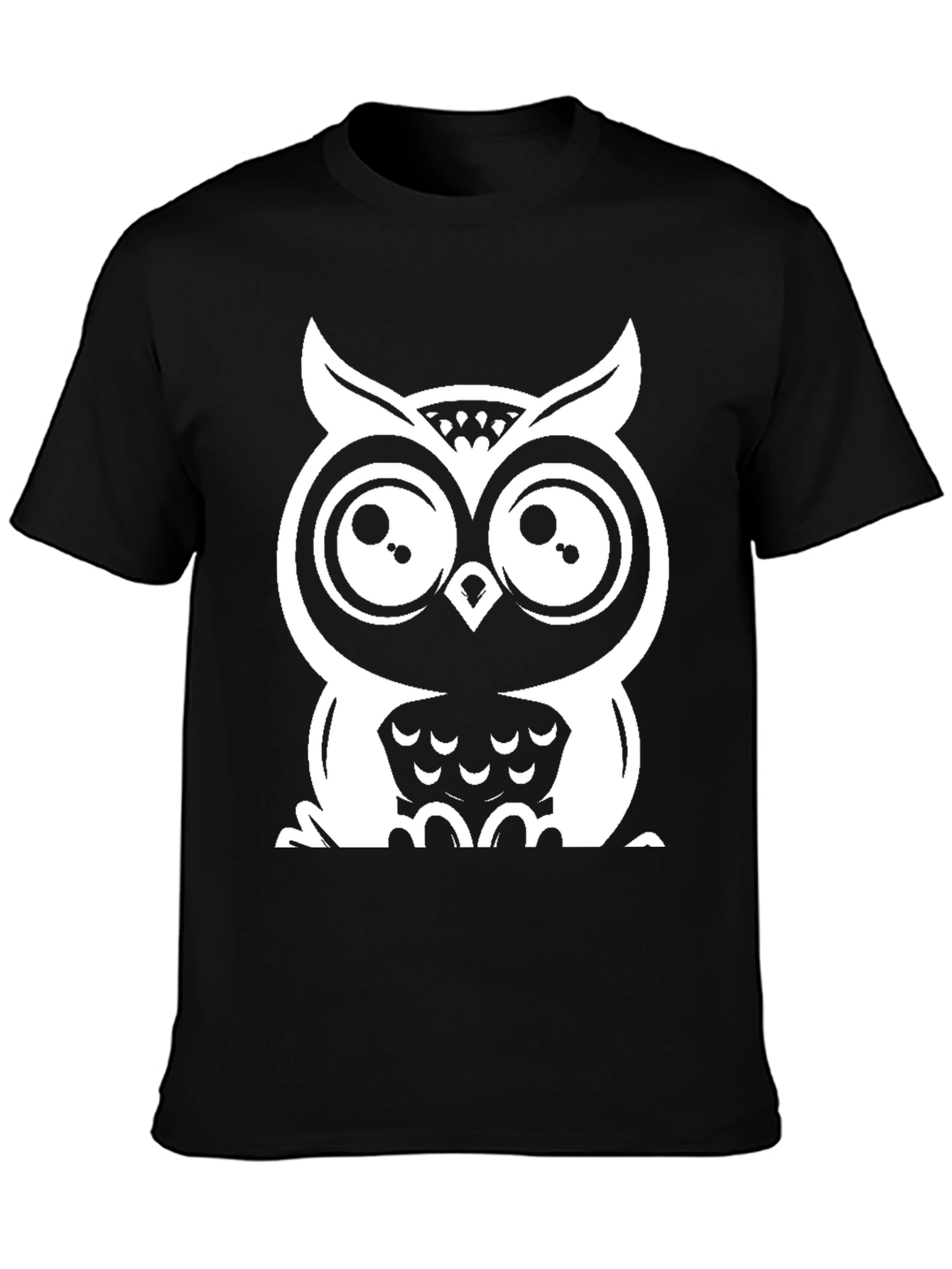 Owl Graphic Tee - Black Cotton T-Shirt