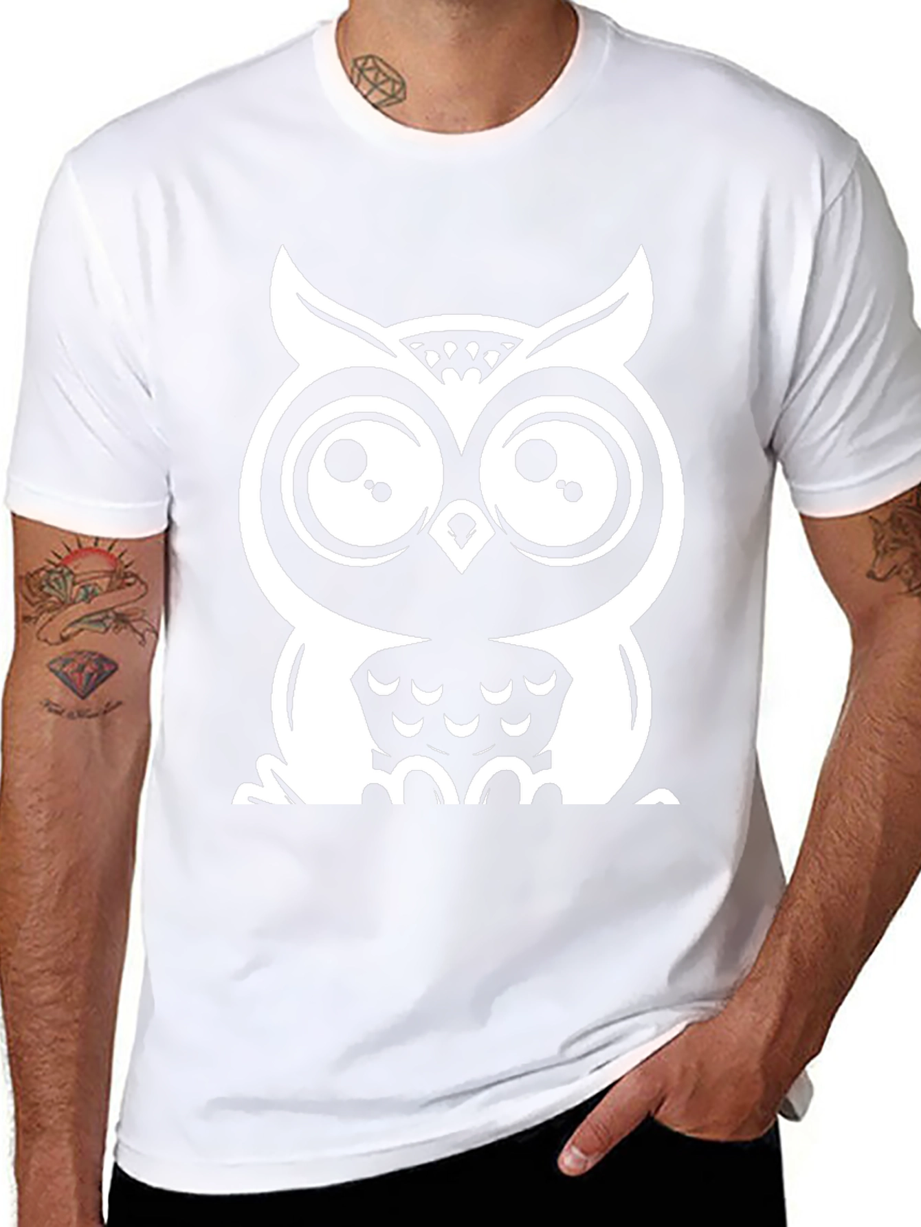 Owl Graphic Tee - Black Cotton T-Shirt