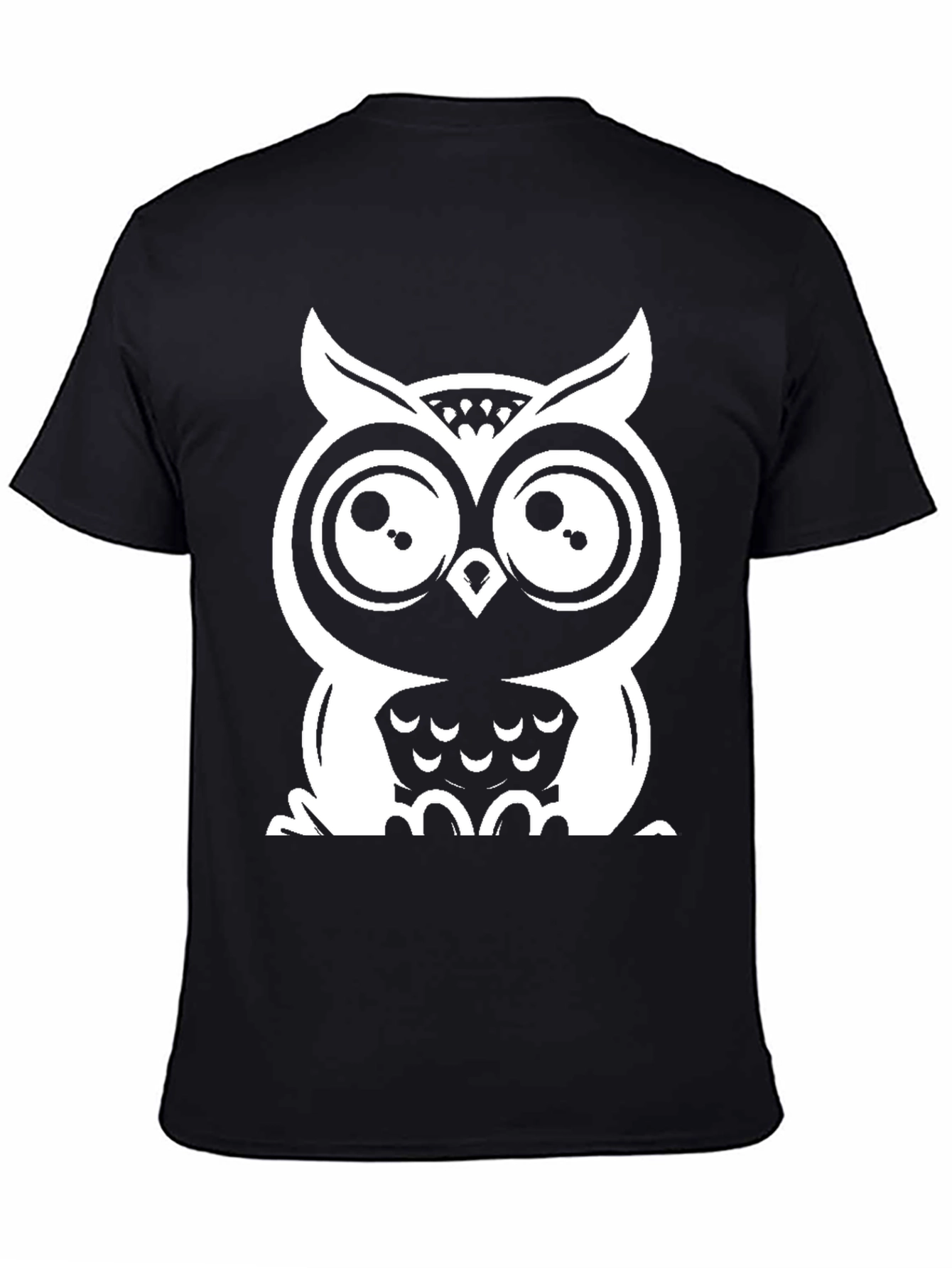 Owl Graphic Tee - Black Cotton T-Shirt