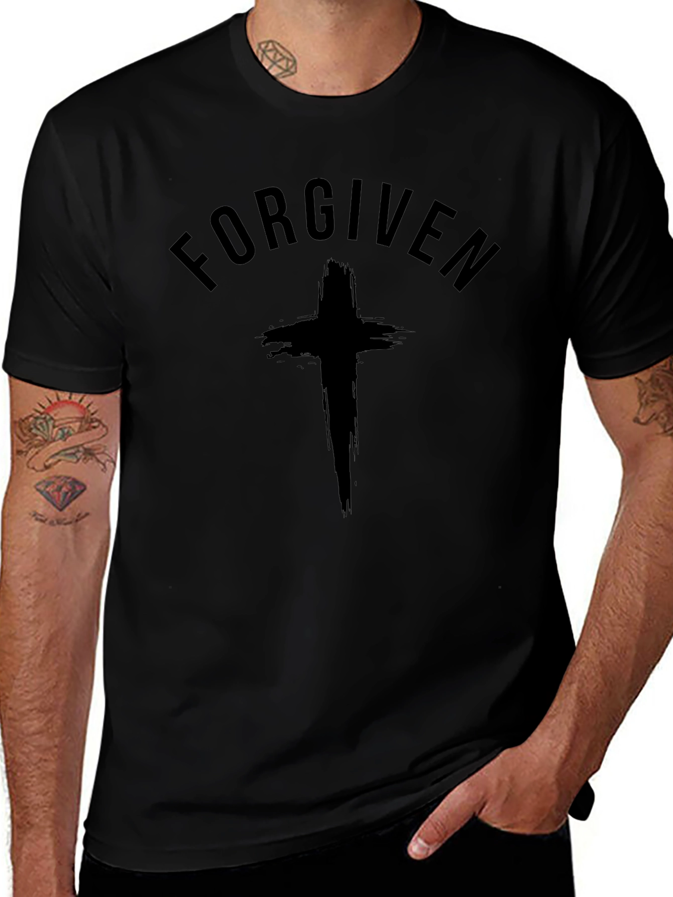 Forgiven Christian T-Shirt with Cross Graphic