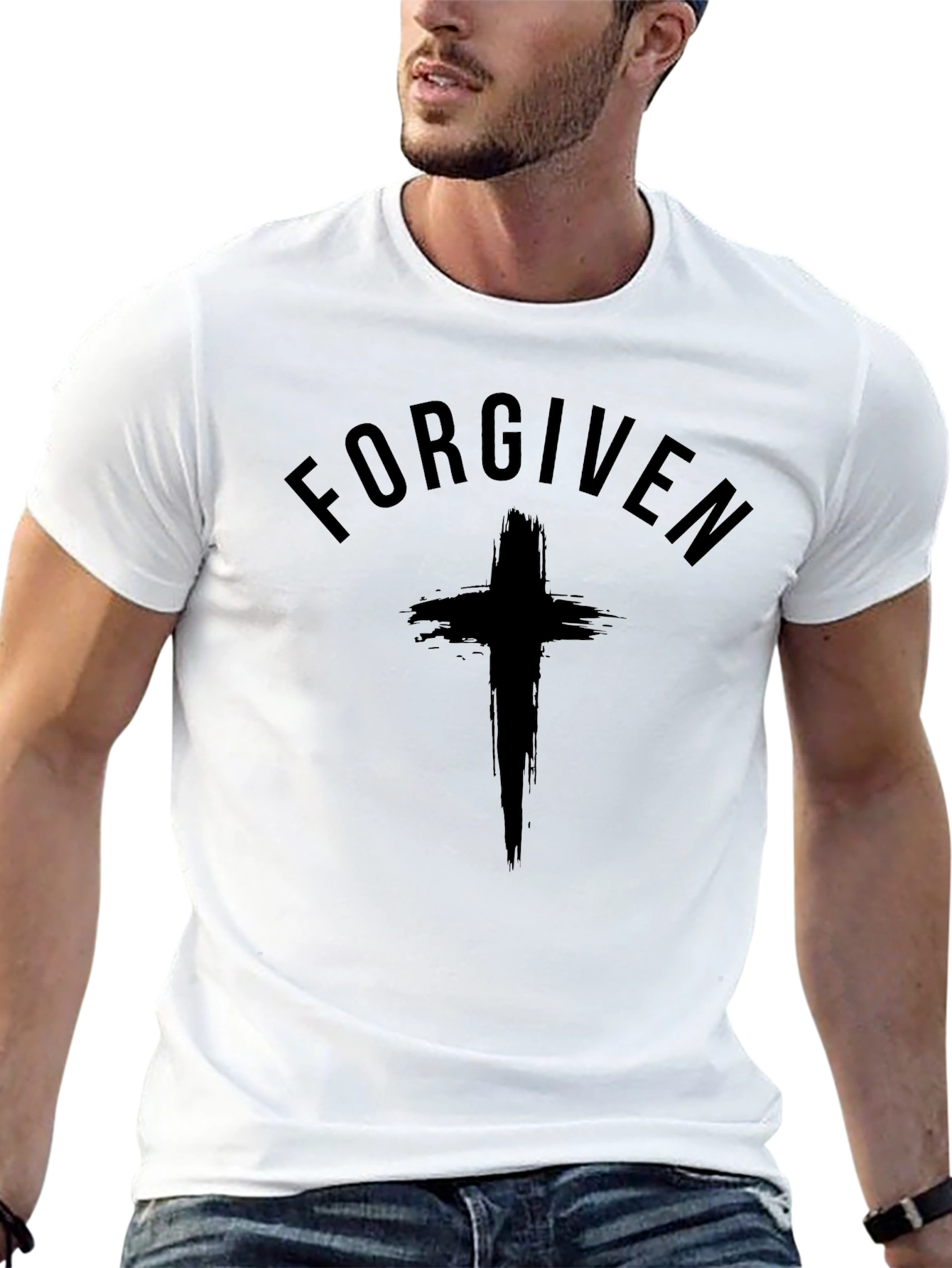 Forgiven Christian T-Shirt with Cross Graphic