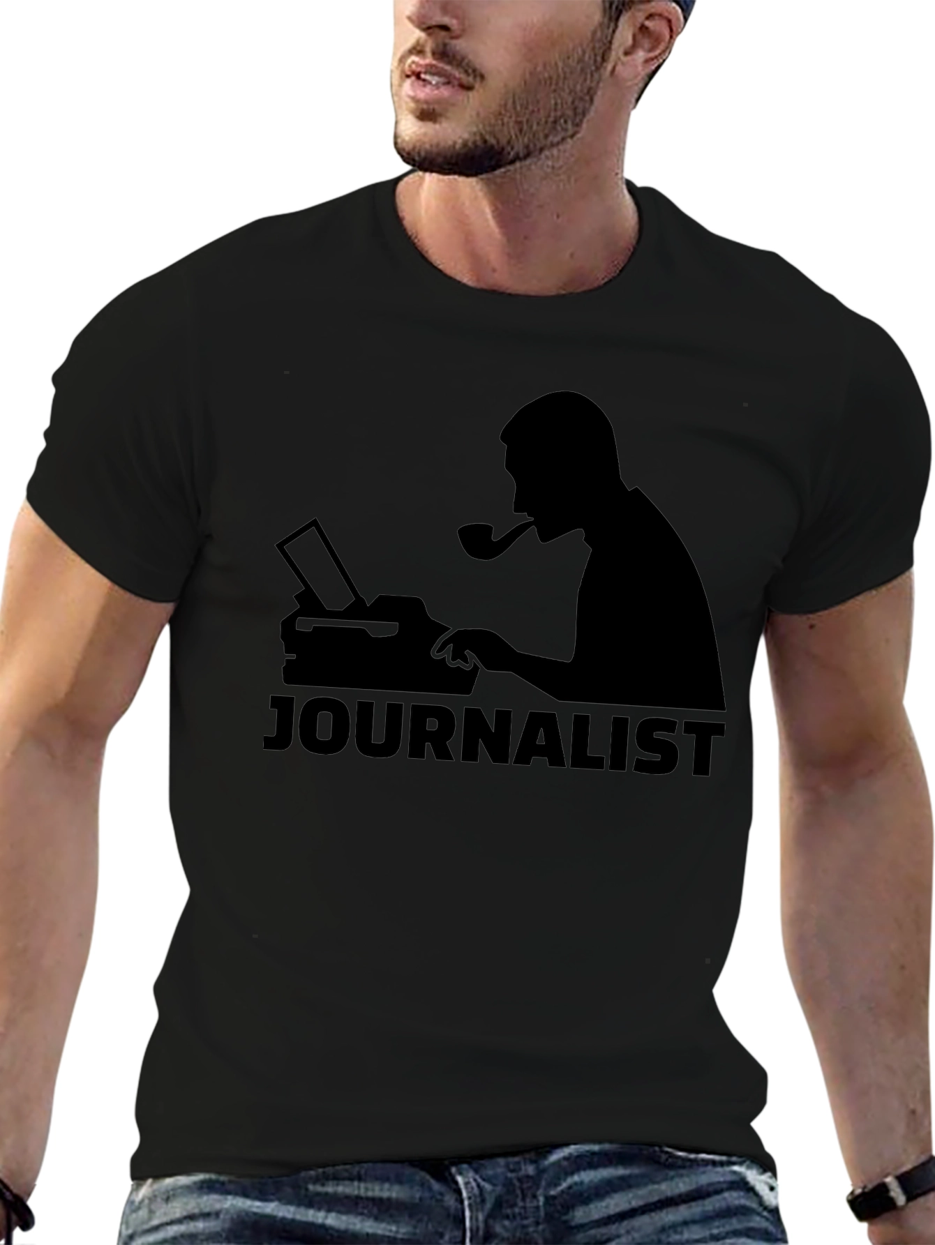 Journalist Silhouette Black T-Shirt