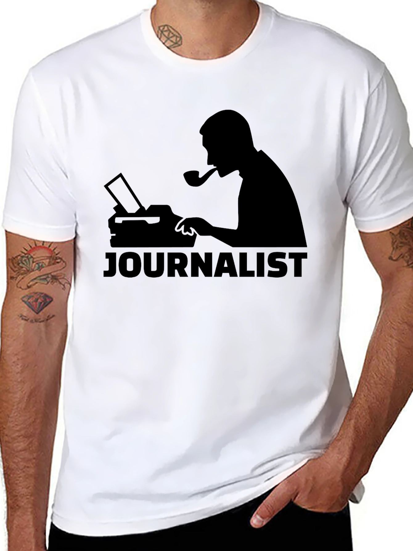 Journalist Silhouette Black T-Shirt