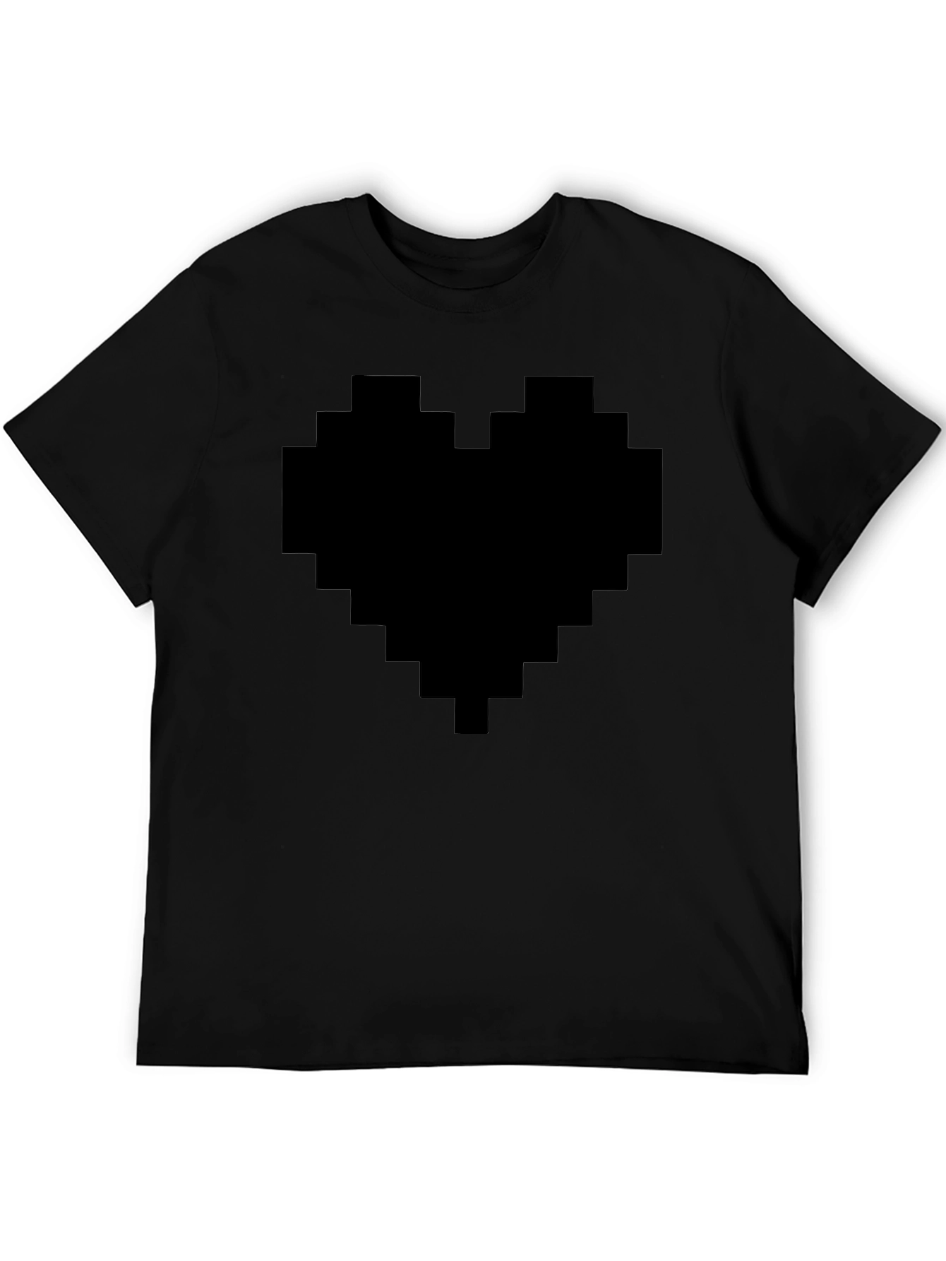 Pixel Heart Graphic Tee - Black Casual Shirt