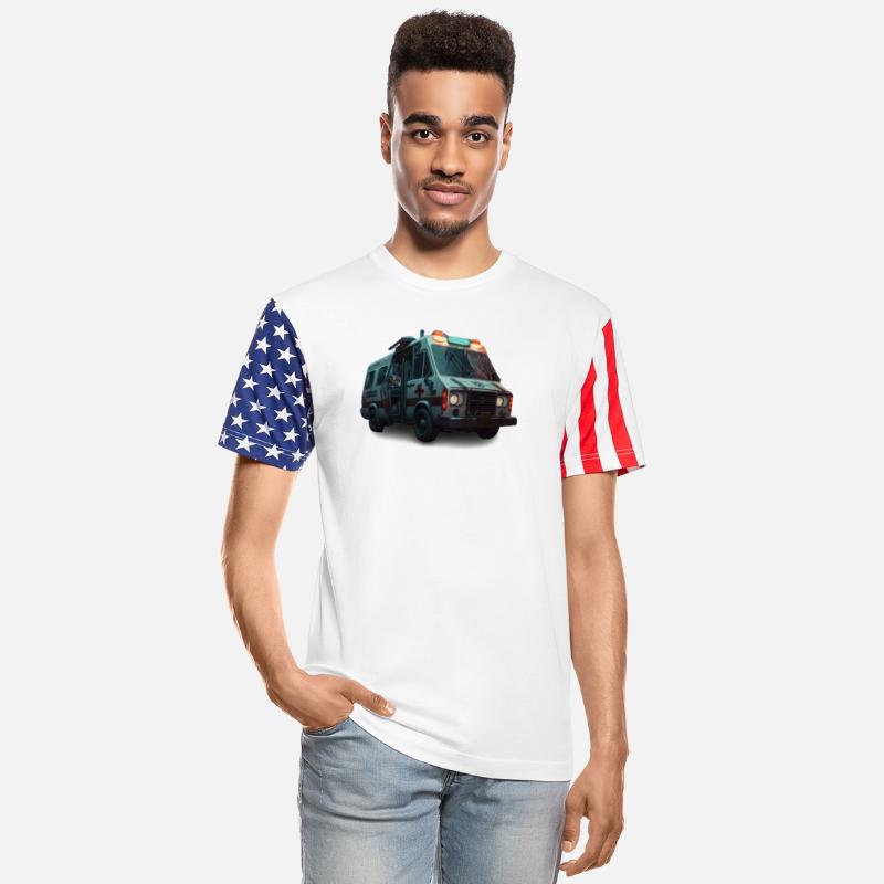 A fast ambulance inside a crowdedfantasy street