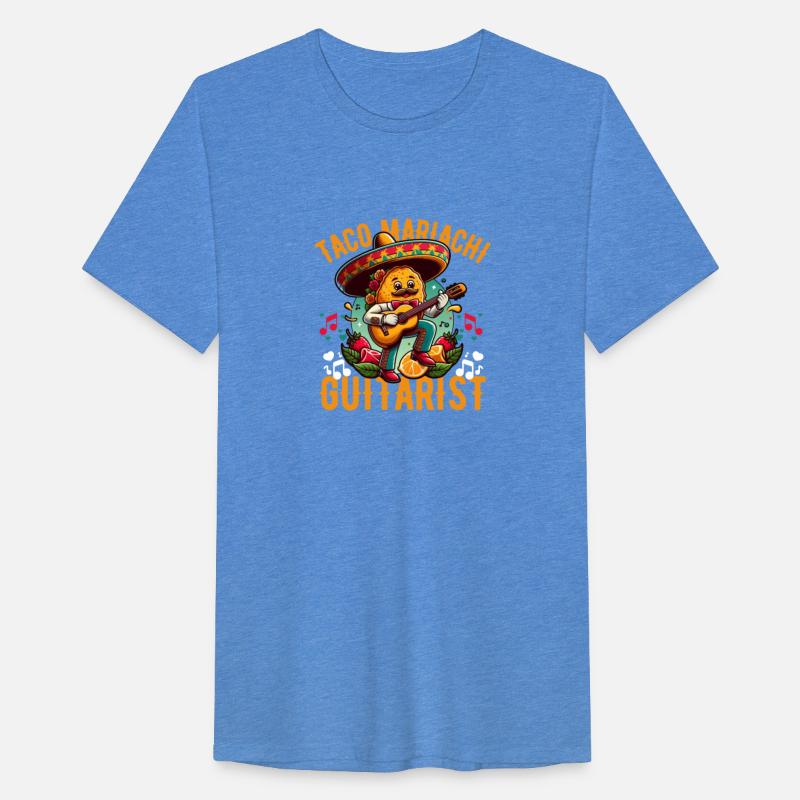 A taco playing the guitar in a mariachi band.