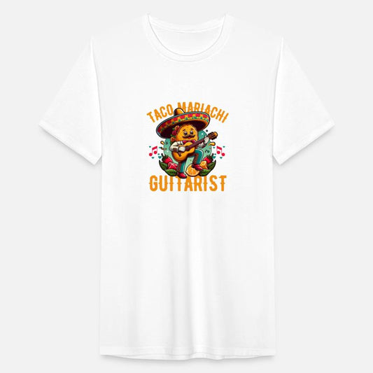 A taco playing the guitar in a mariachi band.