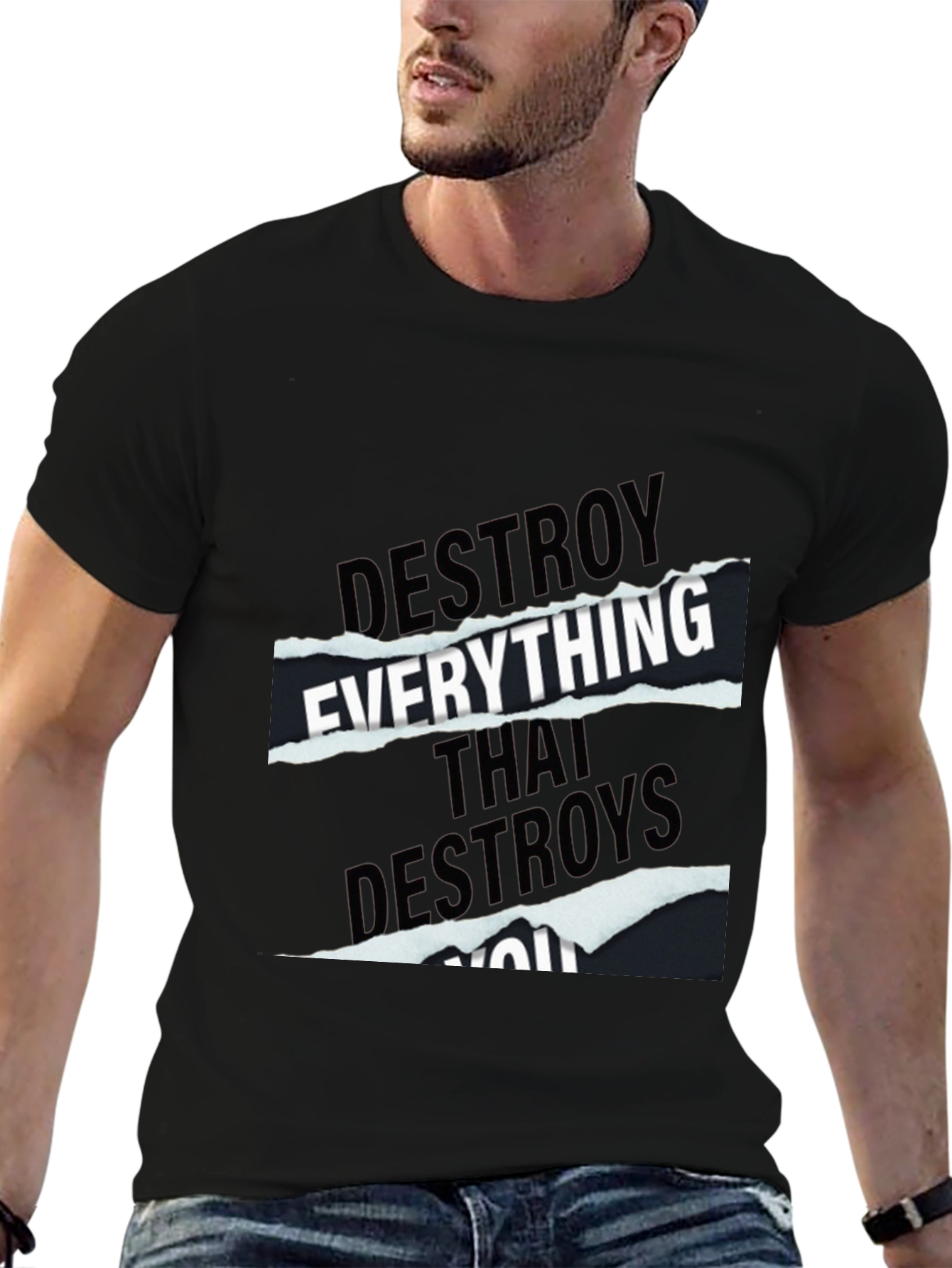Destroy Everything Graphic Tee - Black Cotton T-Shirt