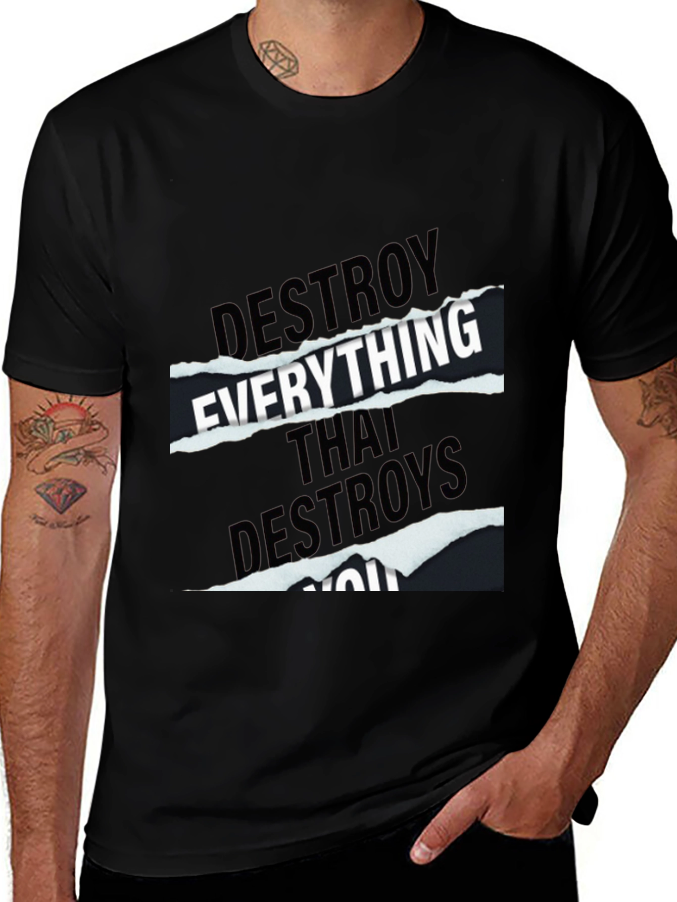 Destroy Everything Graphic Tee - Black Cotton T-Shirt