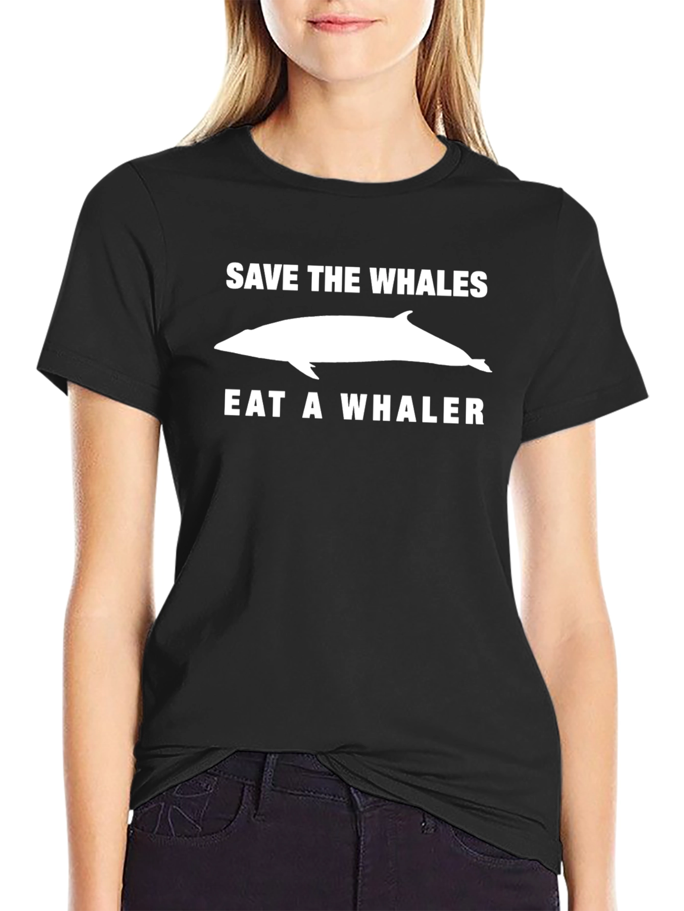 Save the Whales Eat a Whaler Graphic T-Shirt