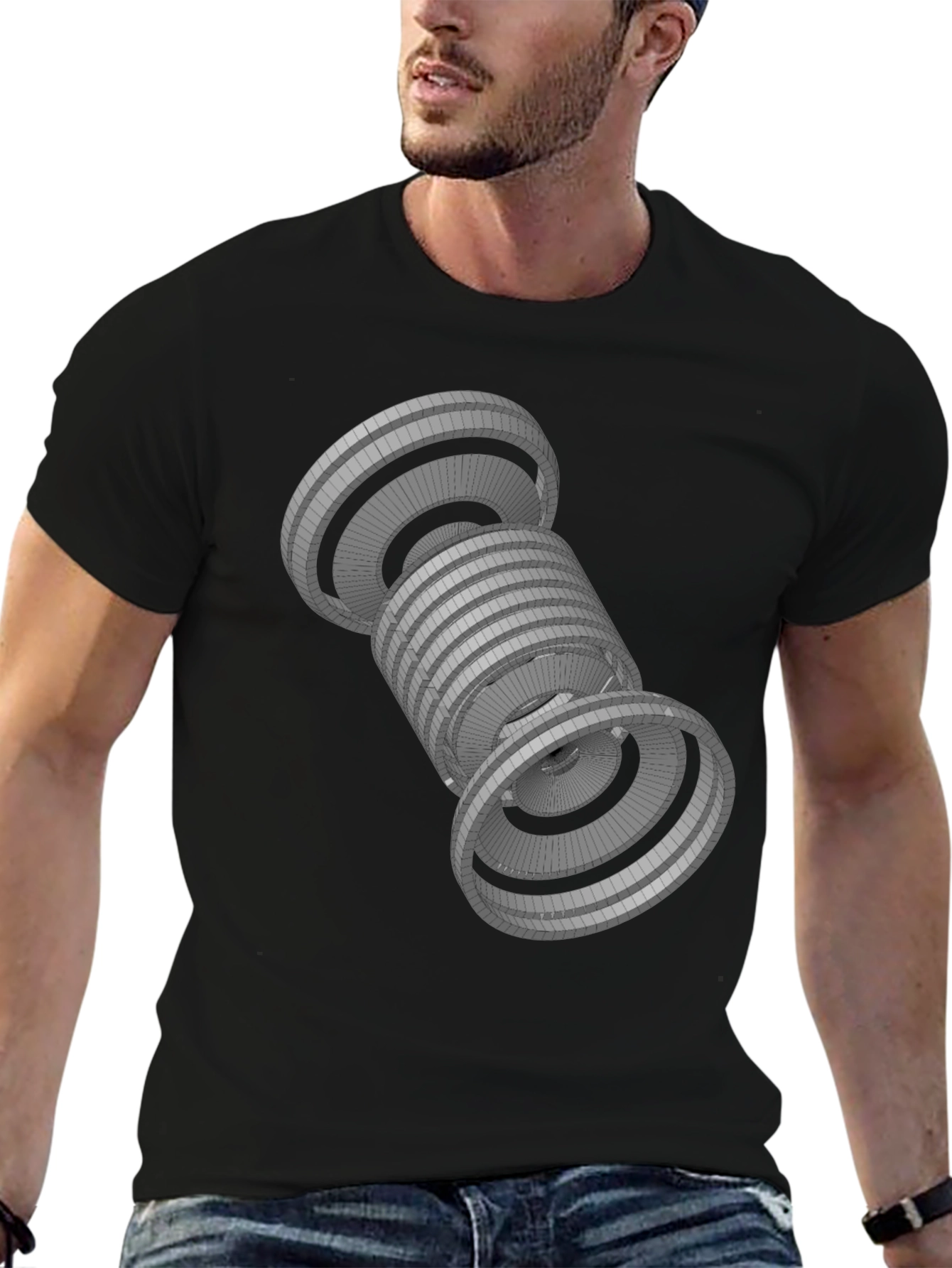 Geometric Black T-Shirt - Abstract 3D Design