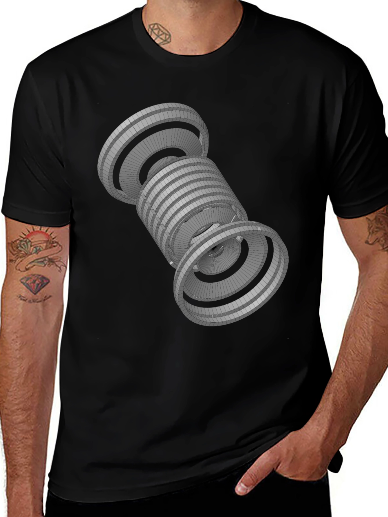 Geometric Black T-Shirt - Abstract 3D Design