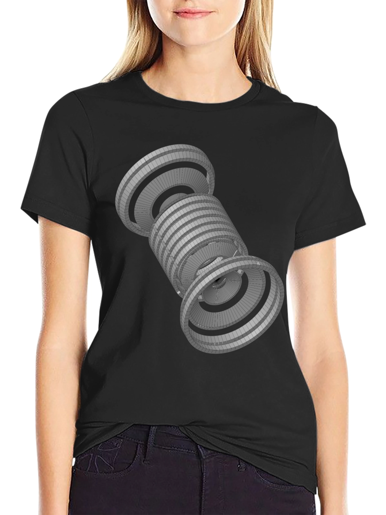 Geometric Black T-Shirt - Abstract 3D Design