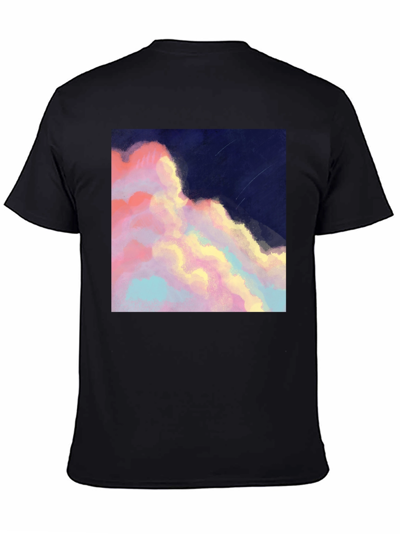 Artistic Cloudscape Graphic Tee - Stylish Black T-Shirt