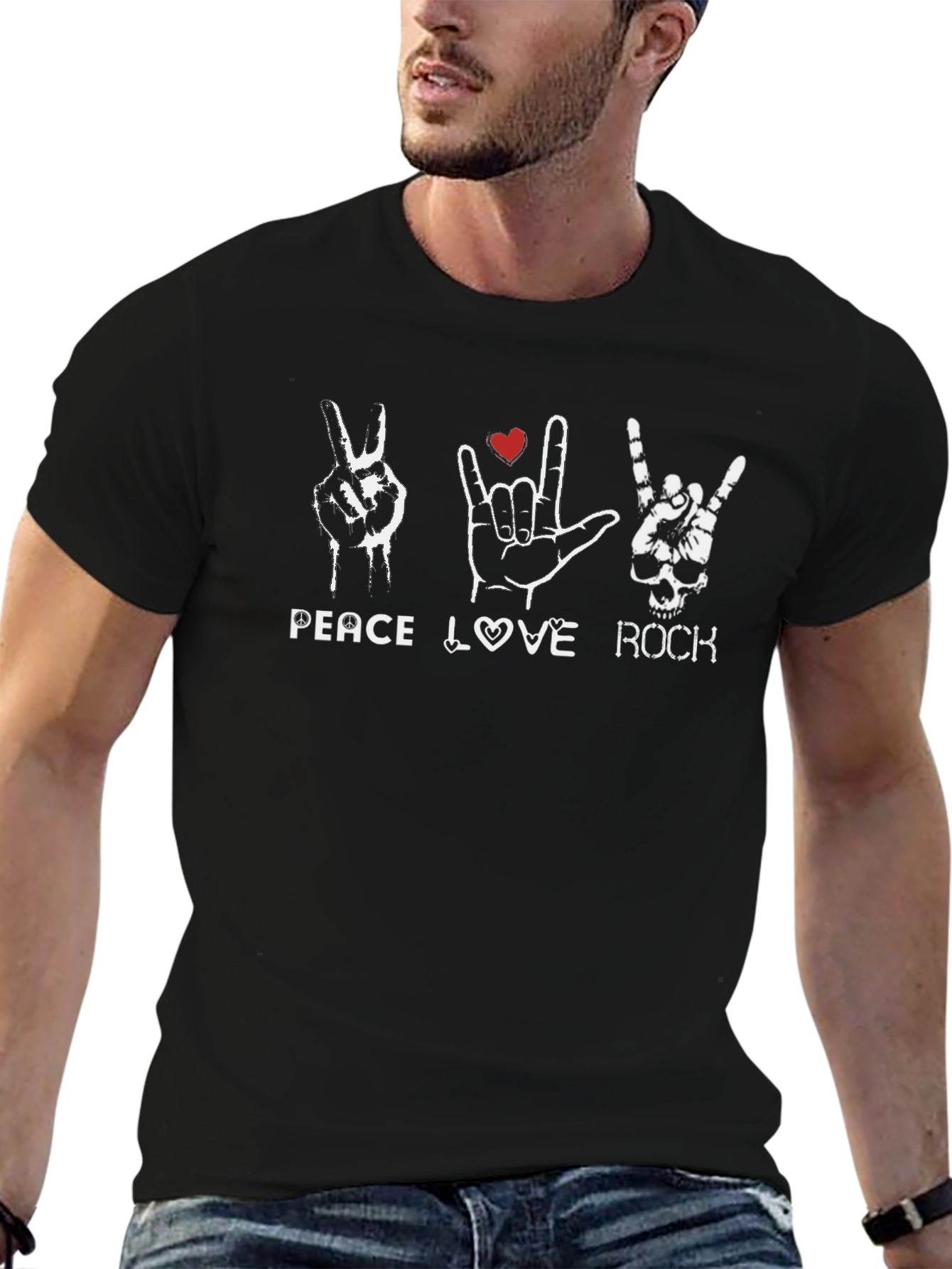 Peace Love Rock Graphic Tee - Black