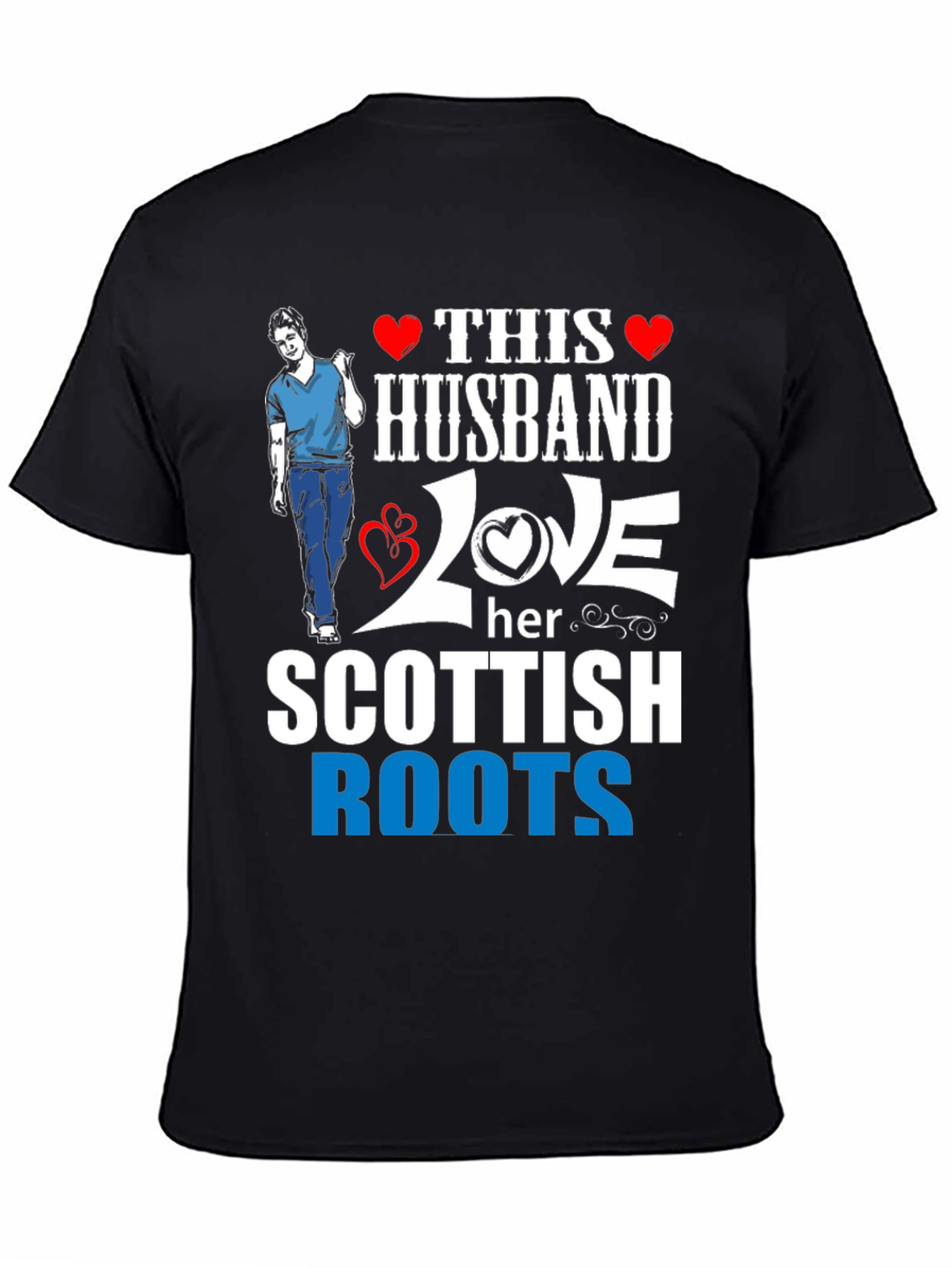 Husband Scottish Roots Graphic Tee - Black