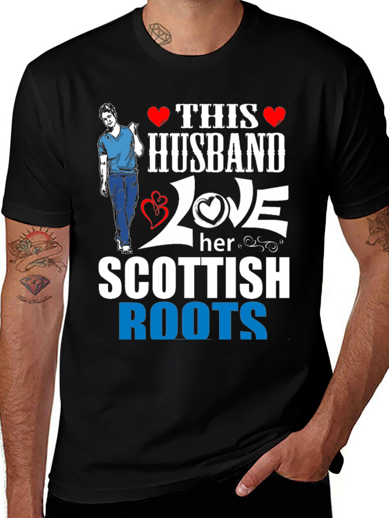 Husband Scottish Roots Graphic Tee - Black