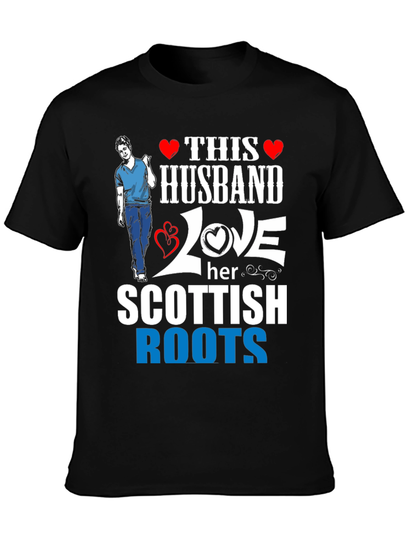 Husband Scottish Roots Graphic Tee - Black