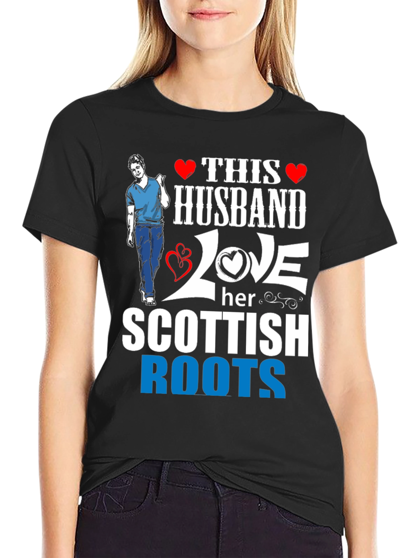 Husband Scottish Roots Graphic Tee - Black