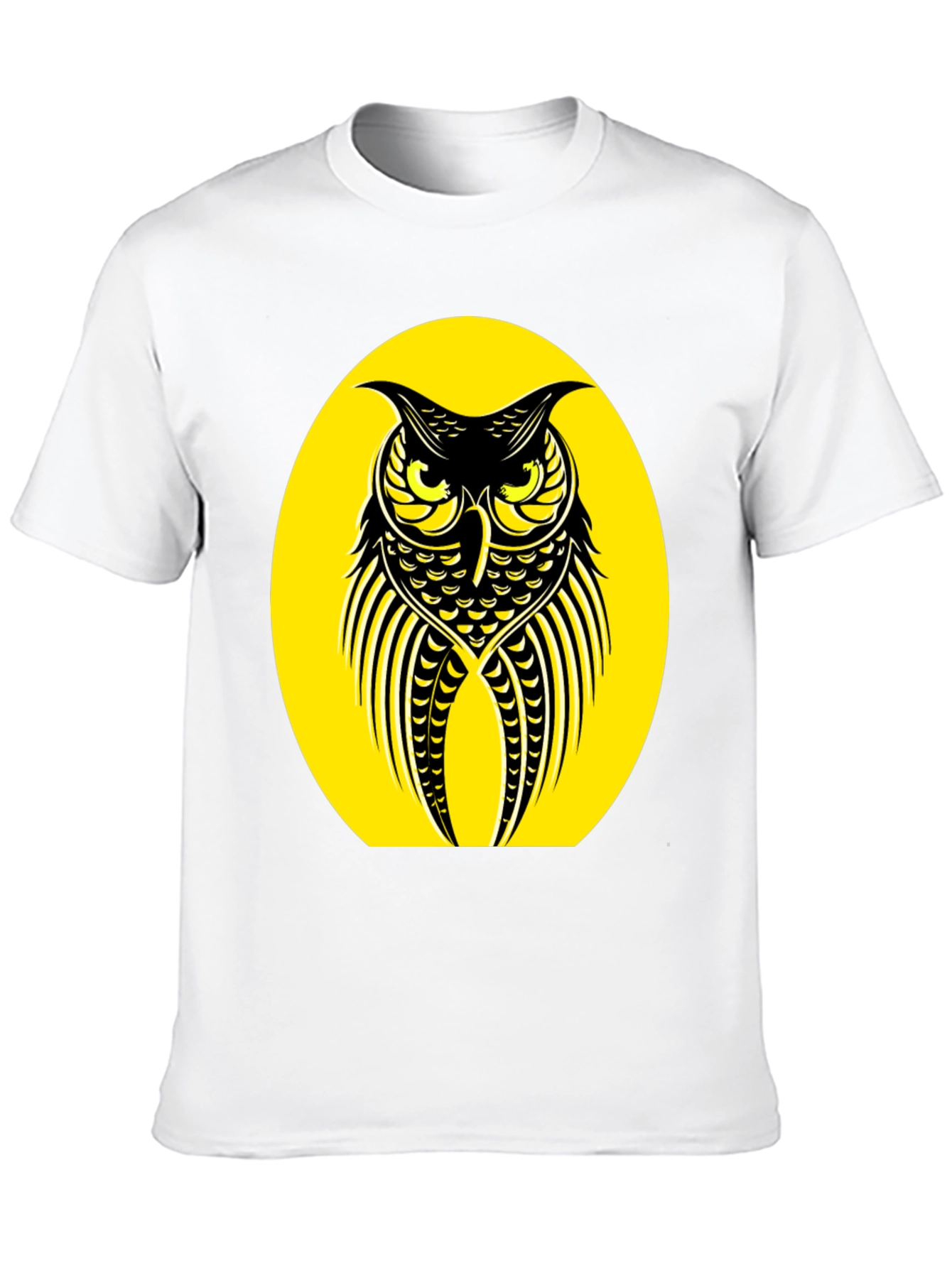 Owl Graphic Tee - Black Crew Neck T-Shirt