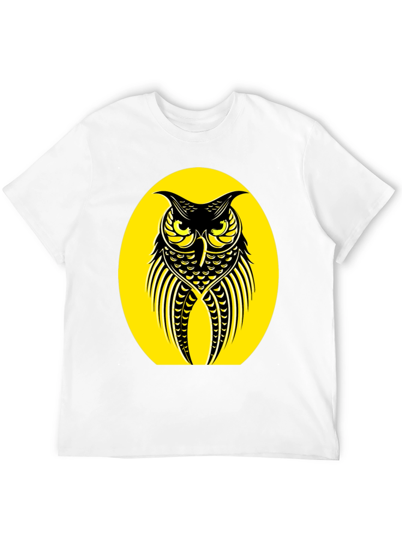 Owl Graphic Tee - Black Crew Neck T-Shirt