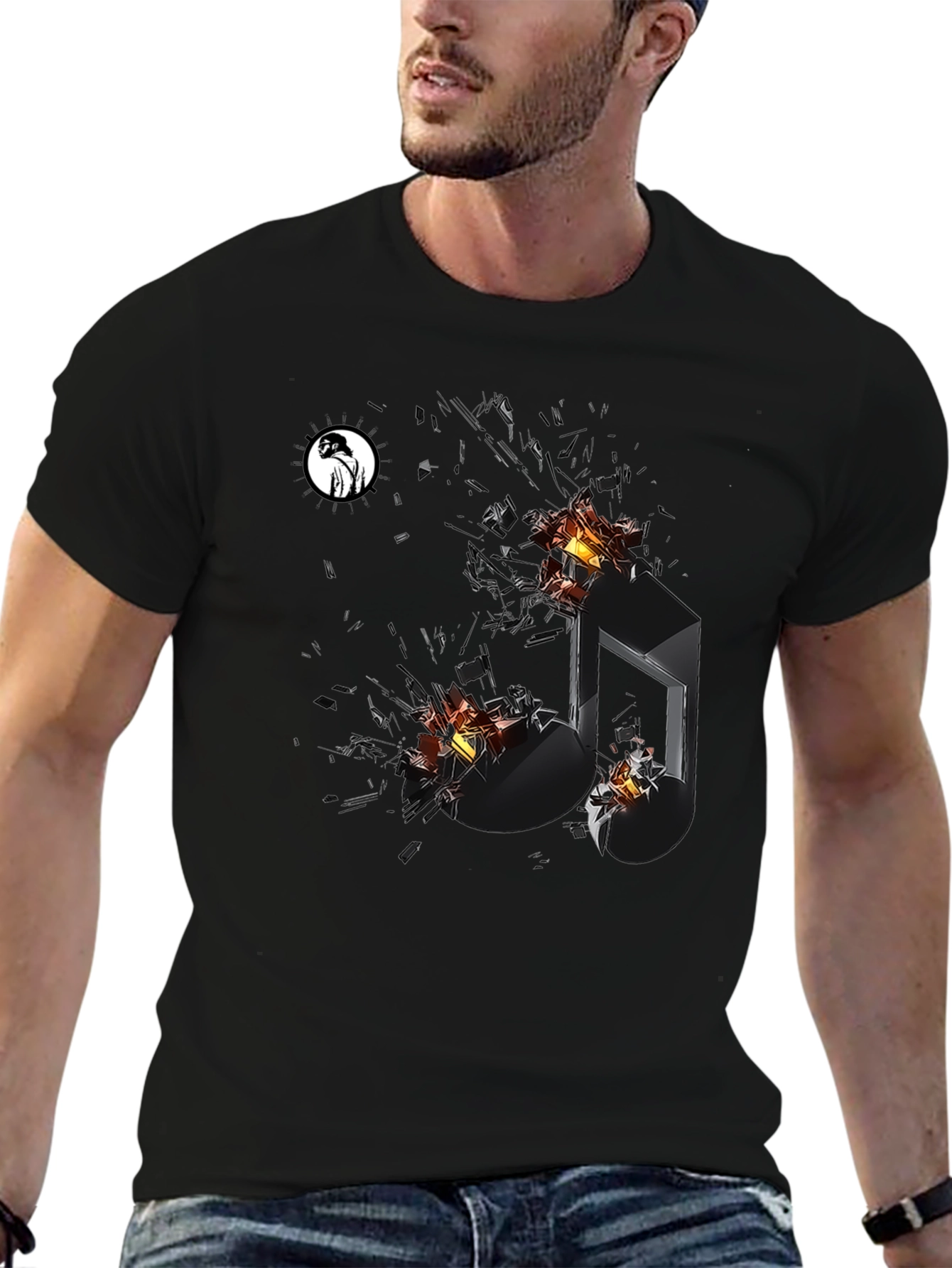 Exploding Music Note Graphic Tee