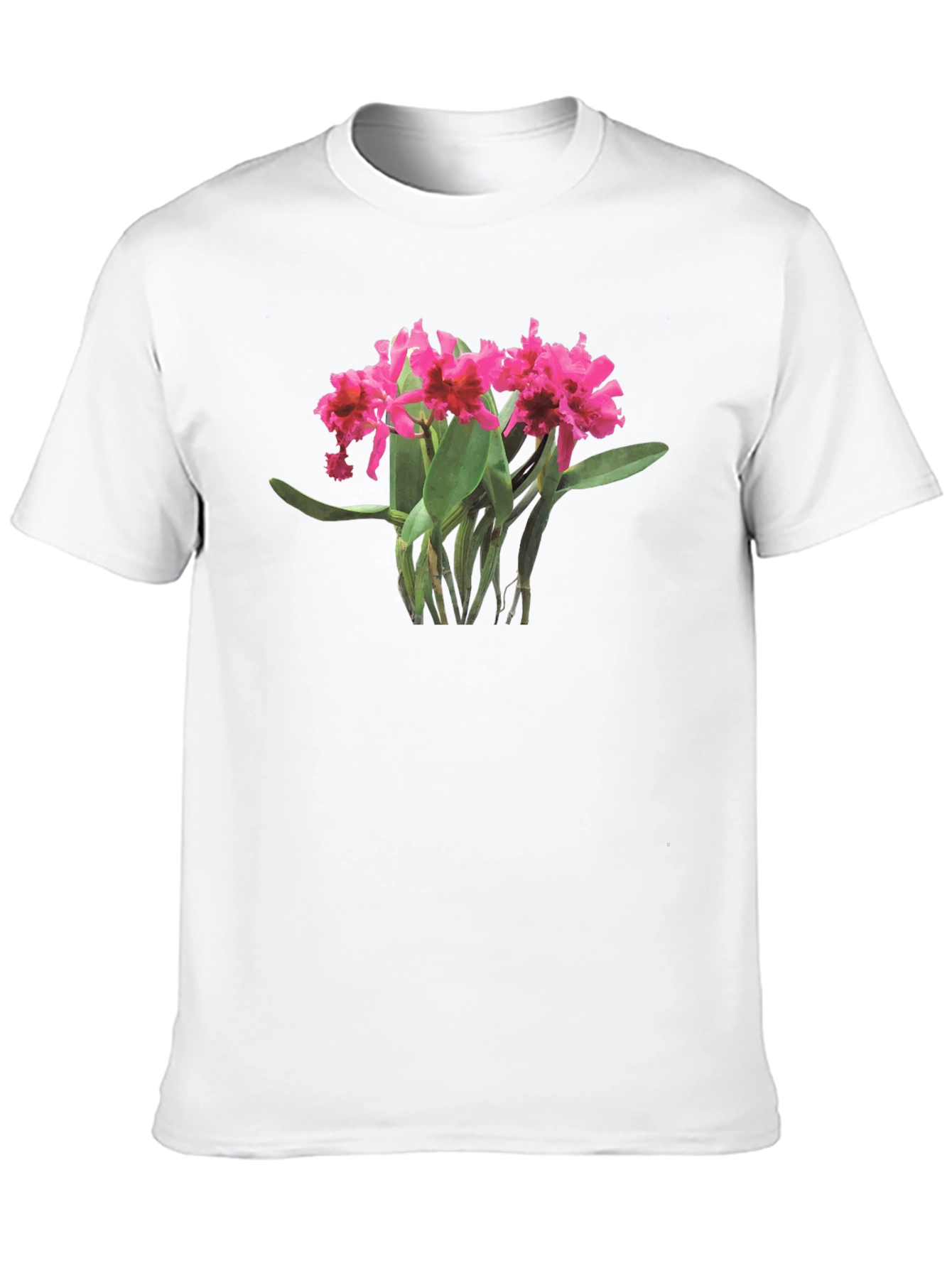 Orchid Print Black T-Shirt