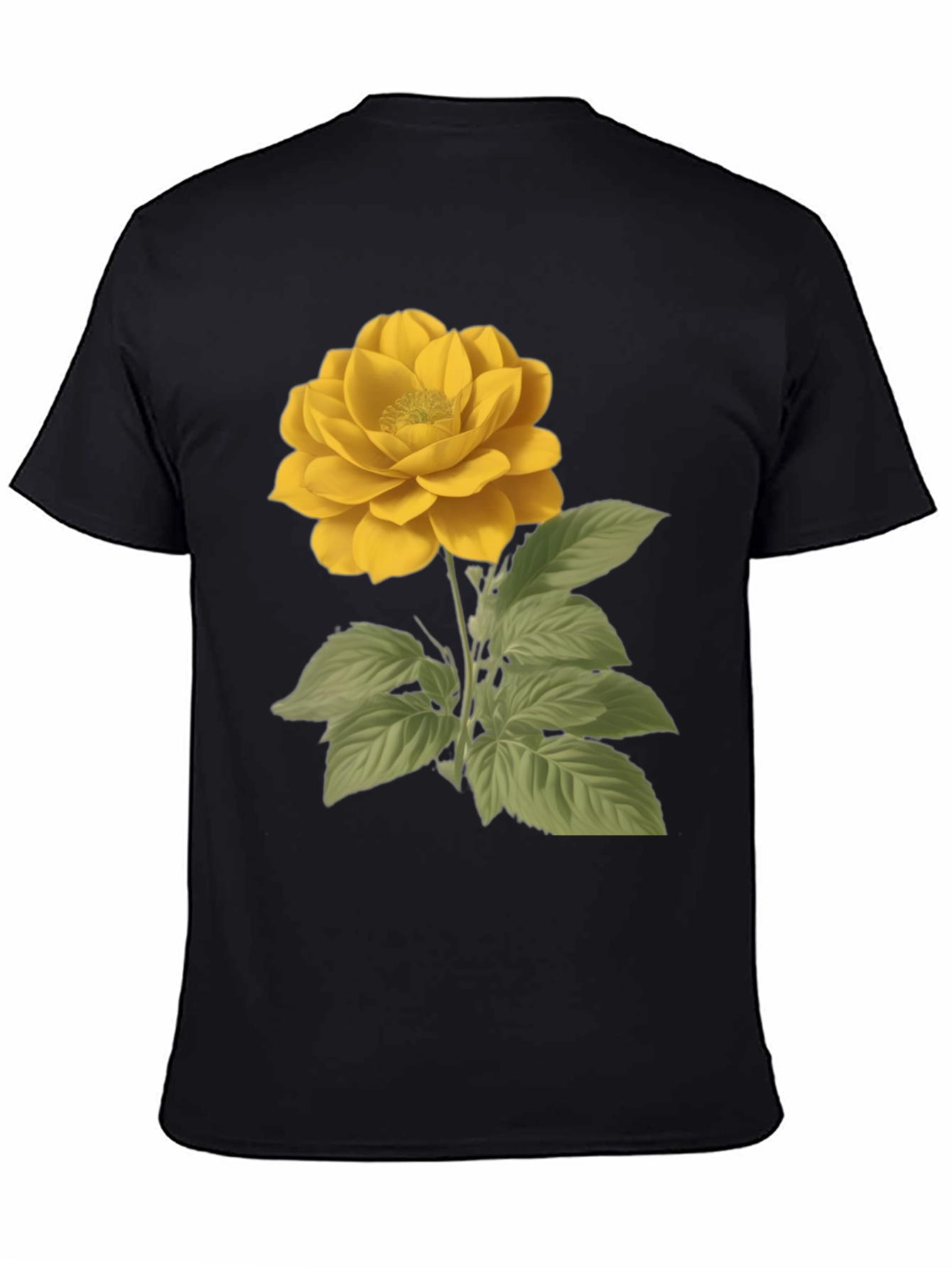Yellow Rose Graphic Black T-Shirt
