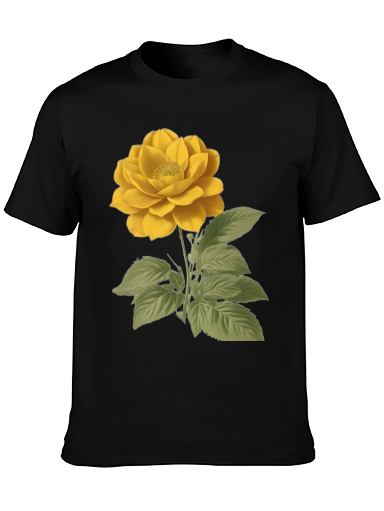 Yellow Rose Graphic Black T-Shirt