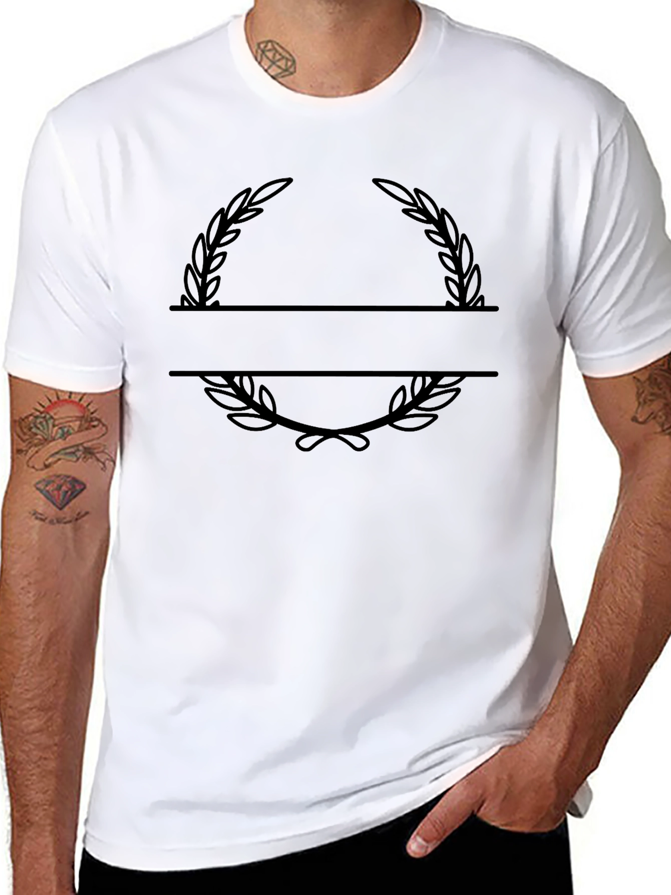 Black Laurel Wreath Personalized T-Shirt