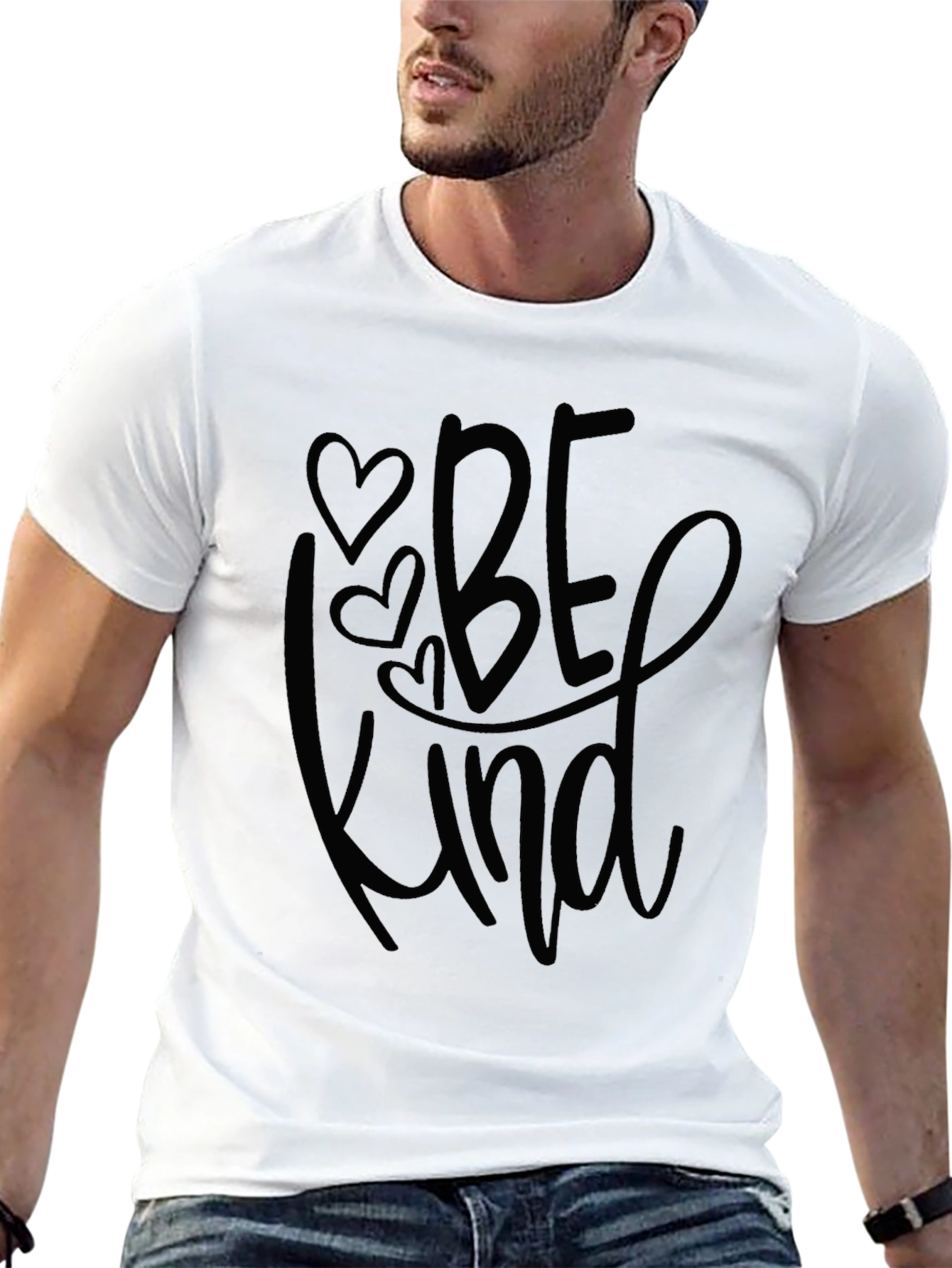 Be Kind Heart Tee - Soft Black Graphic T-Shirt