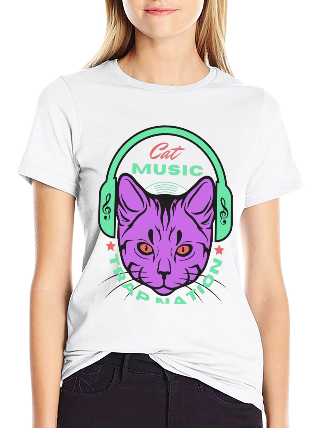 Cat Music Trap Nation Black T-Shirt