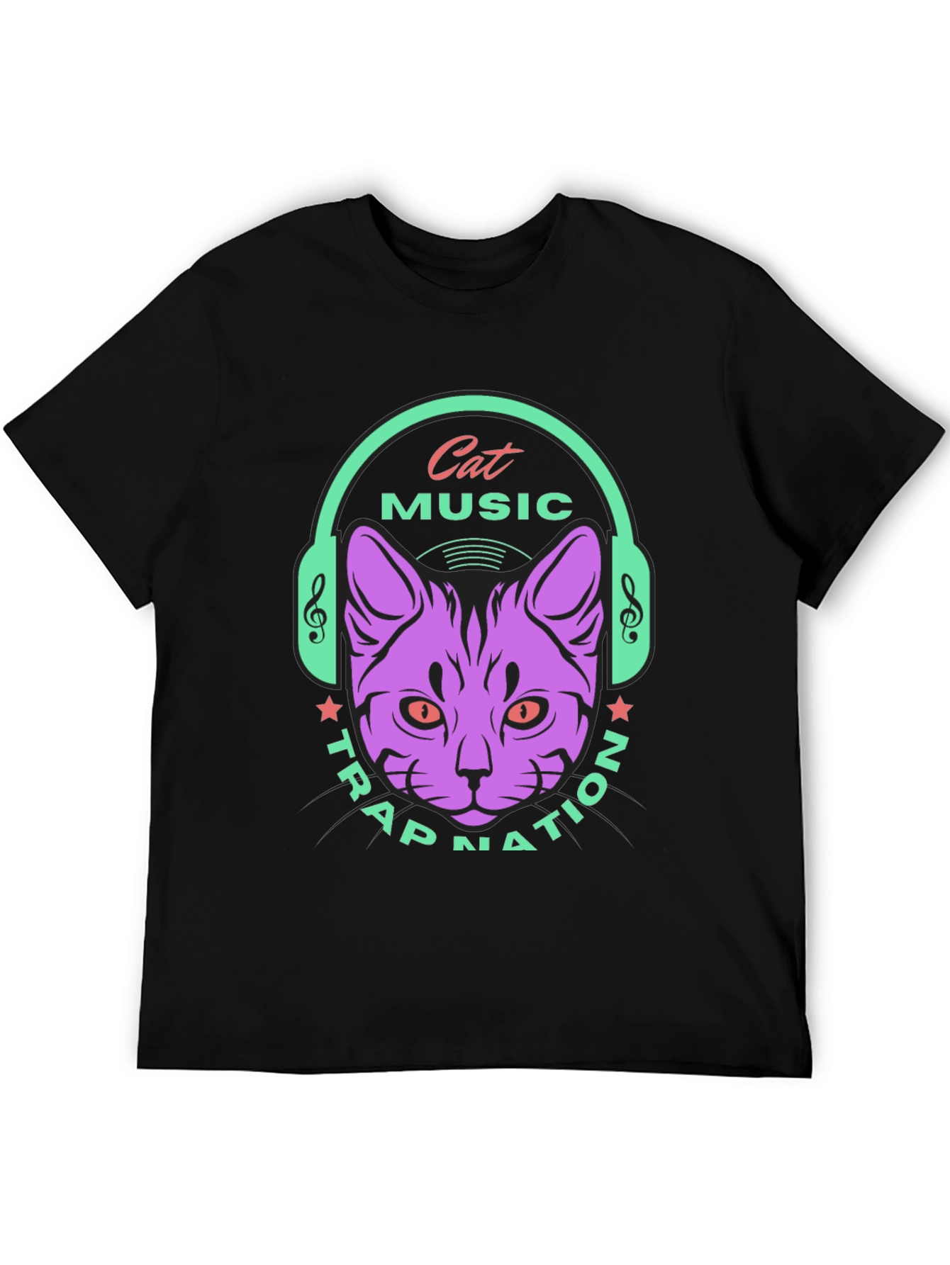 Cat Music Trap Nation Black T-Shirt