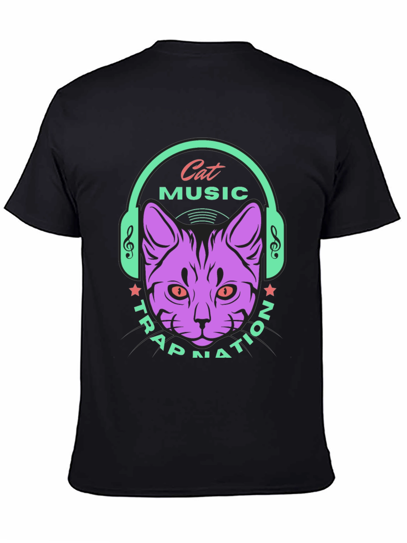 Cat Music Trap Nation Black T-Shirt
