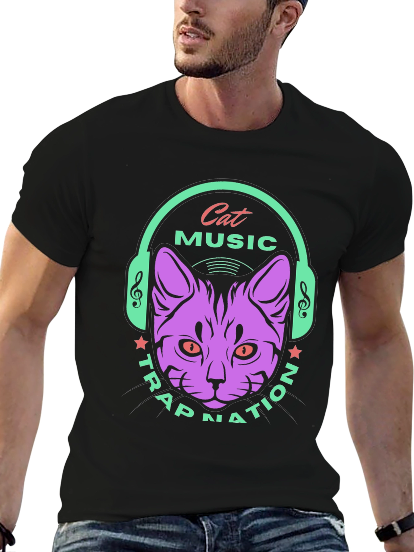 Cat Music Trap Nation Black T-Shirt