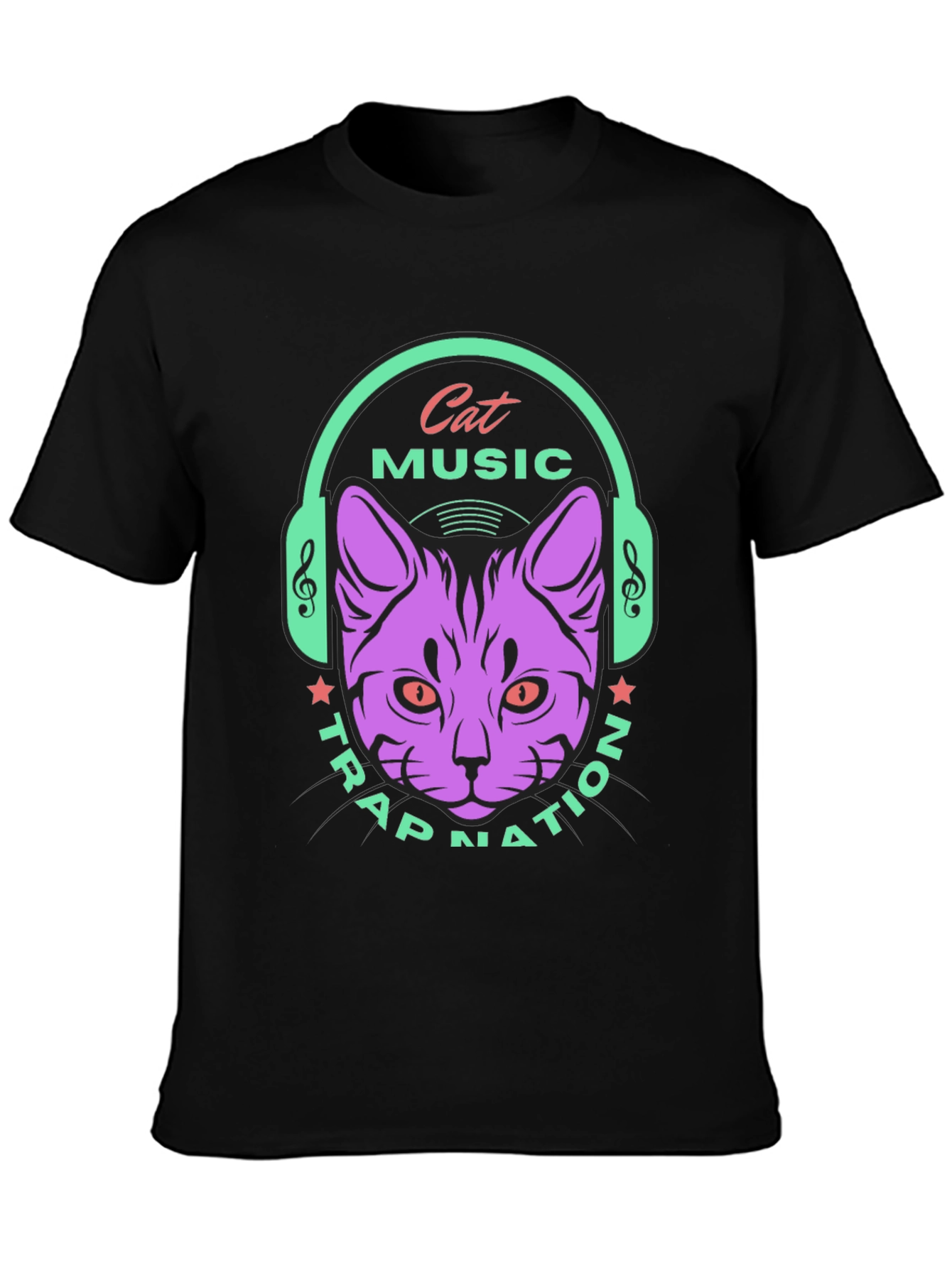 Cat Music Trap Nation Black T-Shirt
