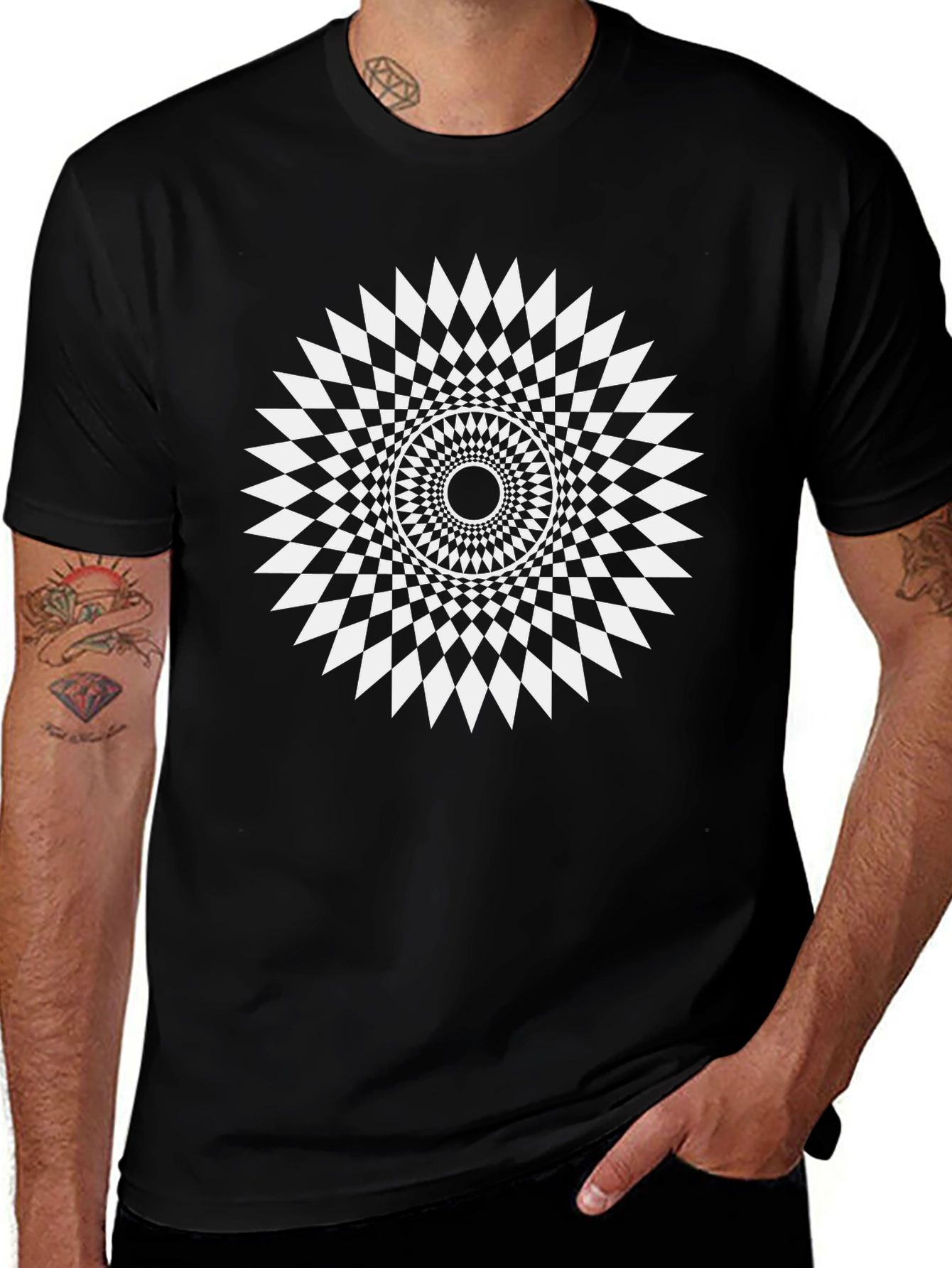 Optical Illusion Black Tee
