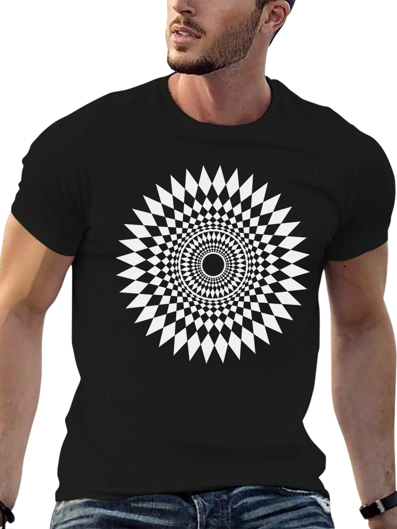 Optical Illusion Black Tee