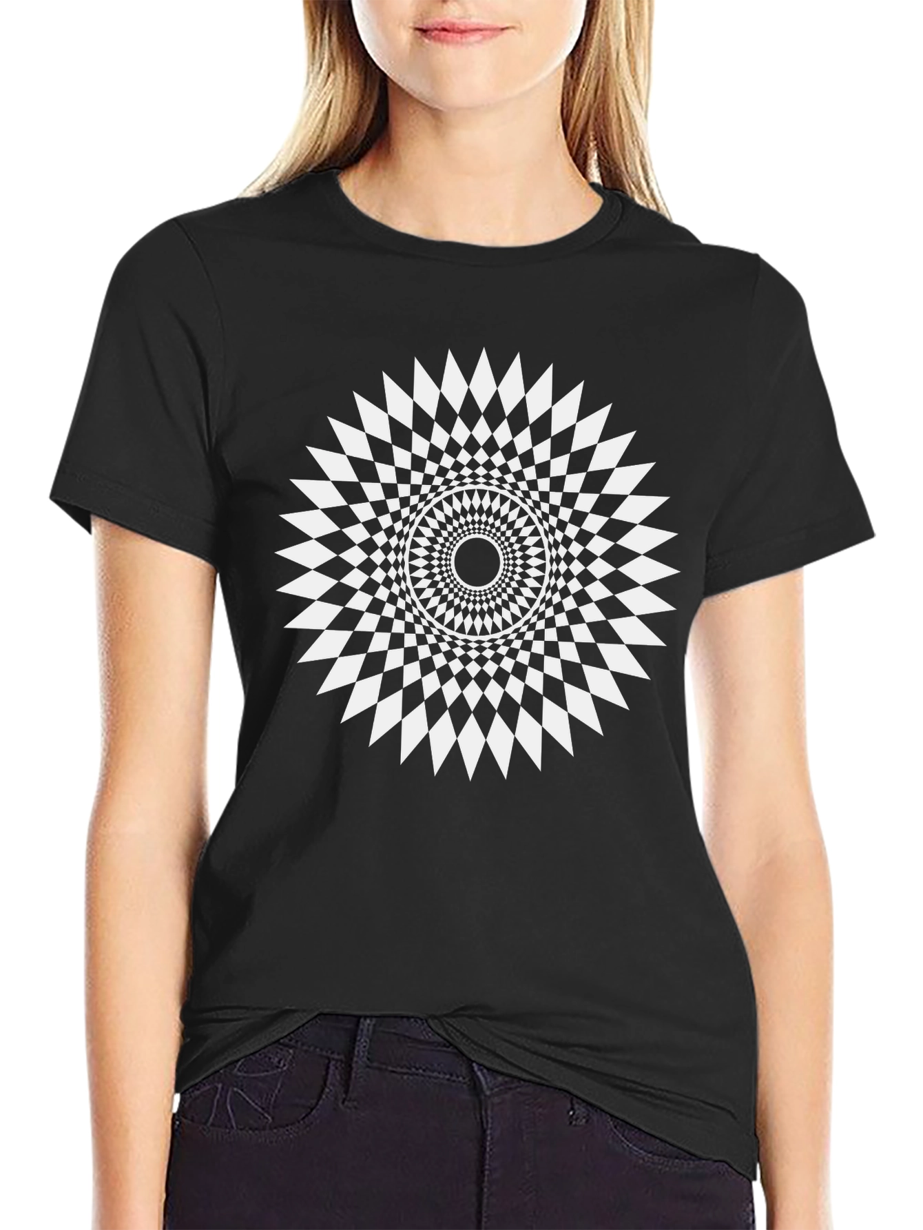 Optical Illusion Black Tee
