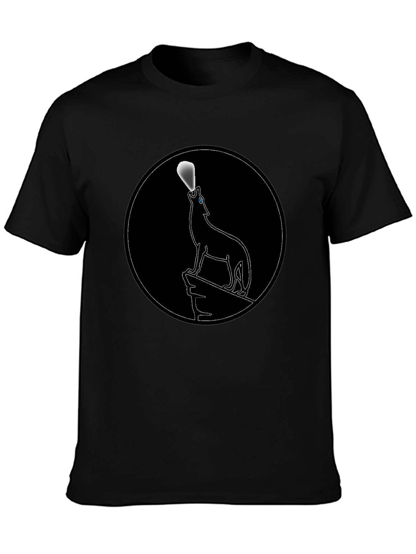 Wolf Howling at Moon Black Graphic Tee