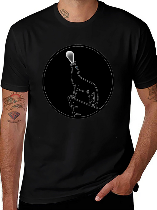 Wolf Howling at Moon Black Graphic Tee