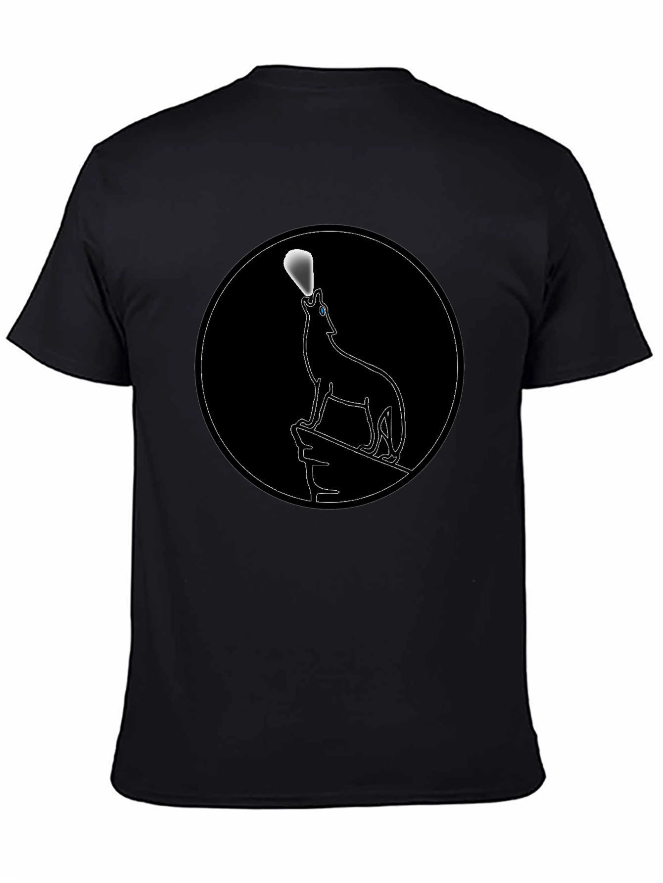 Wolf Howling at Moon Black Graphic Tee