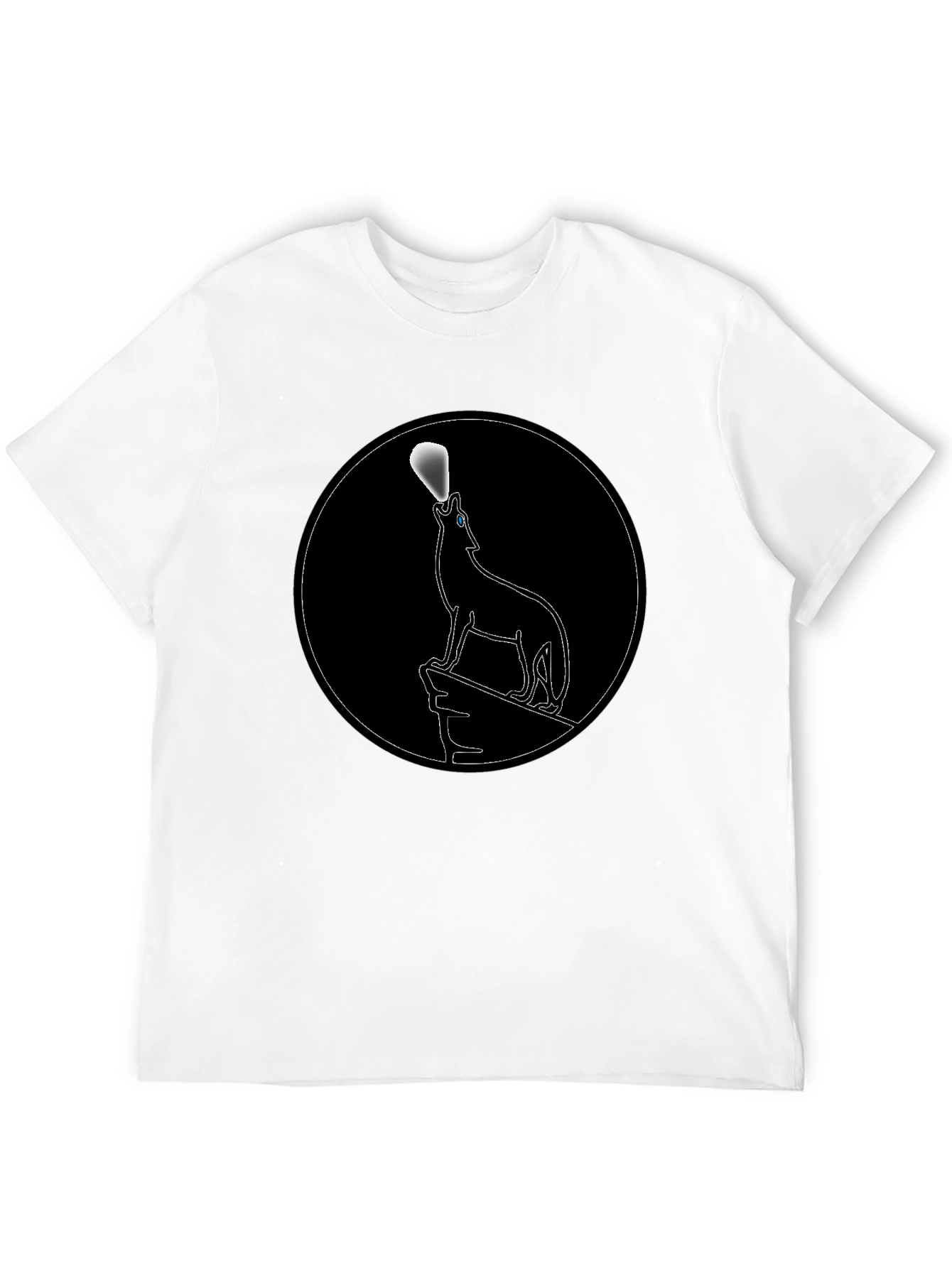 Wolf Howling at Moon Black Graphic Tee