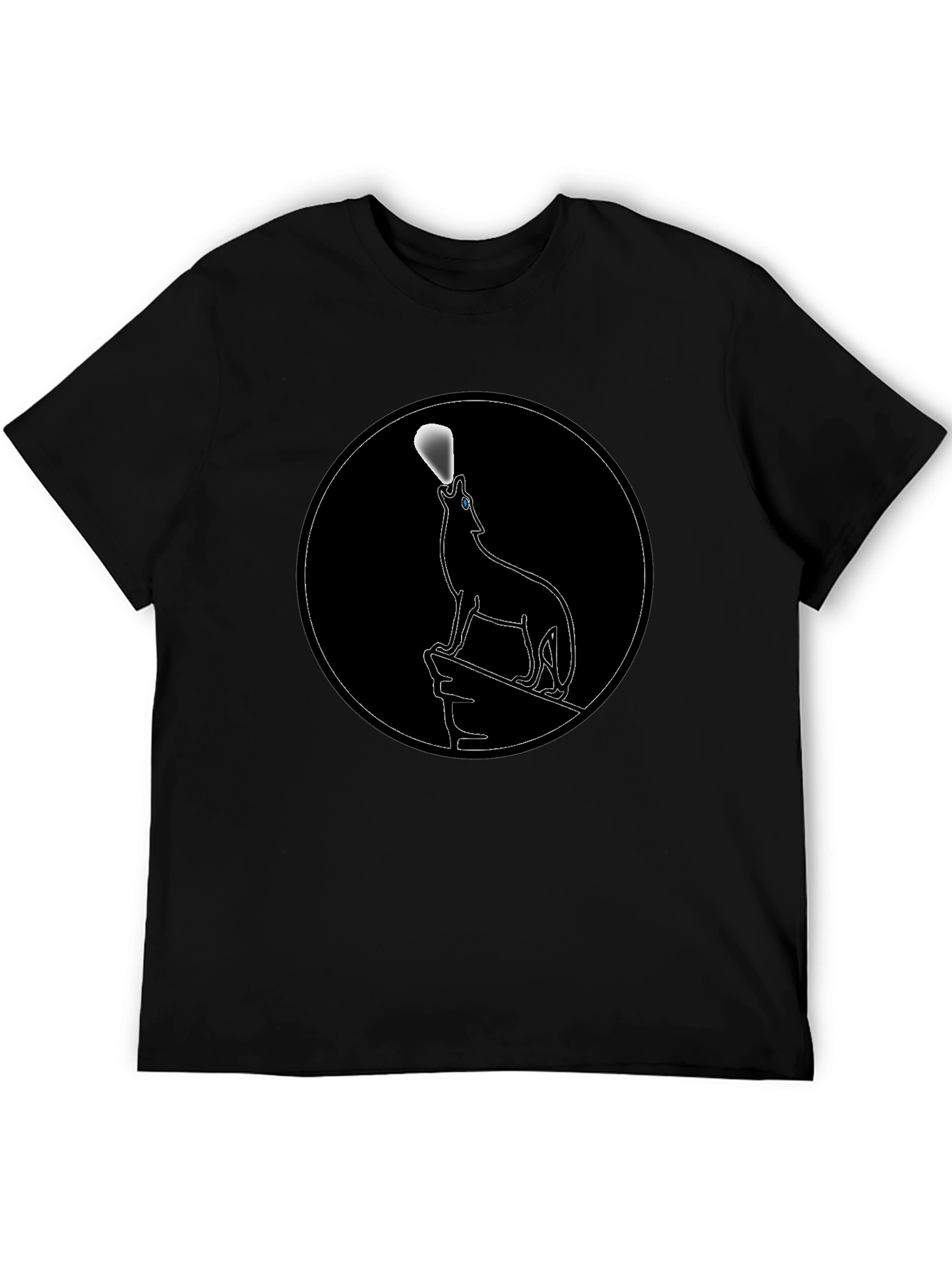 Wolf Howling at Moon Black Graphic Tee