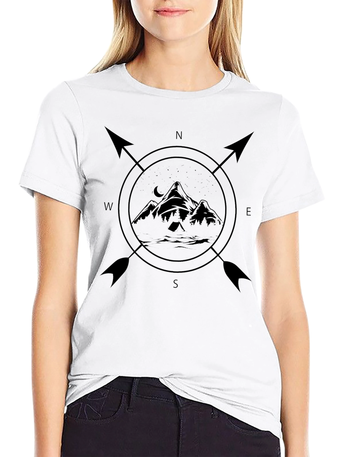 Compass Mountain Graphic Tee - Adventure Awaits!
