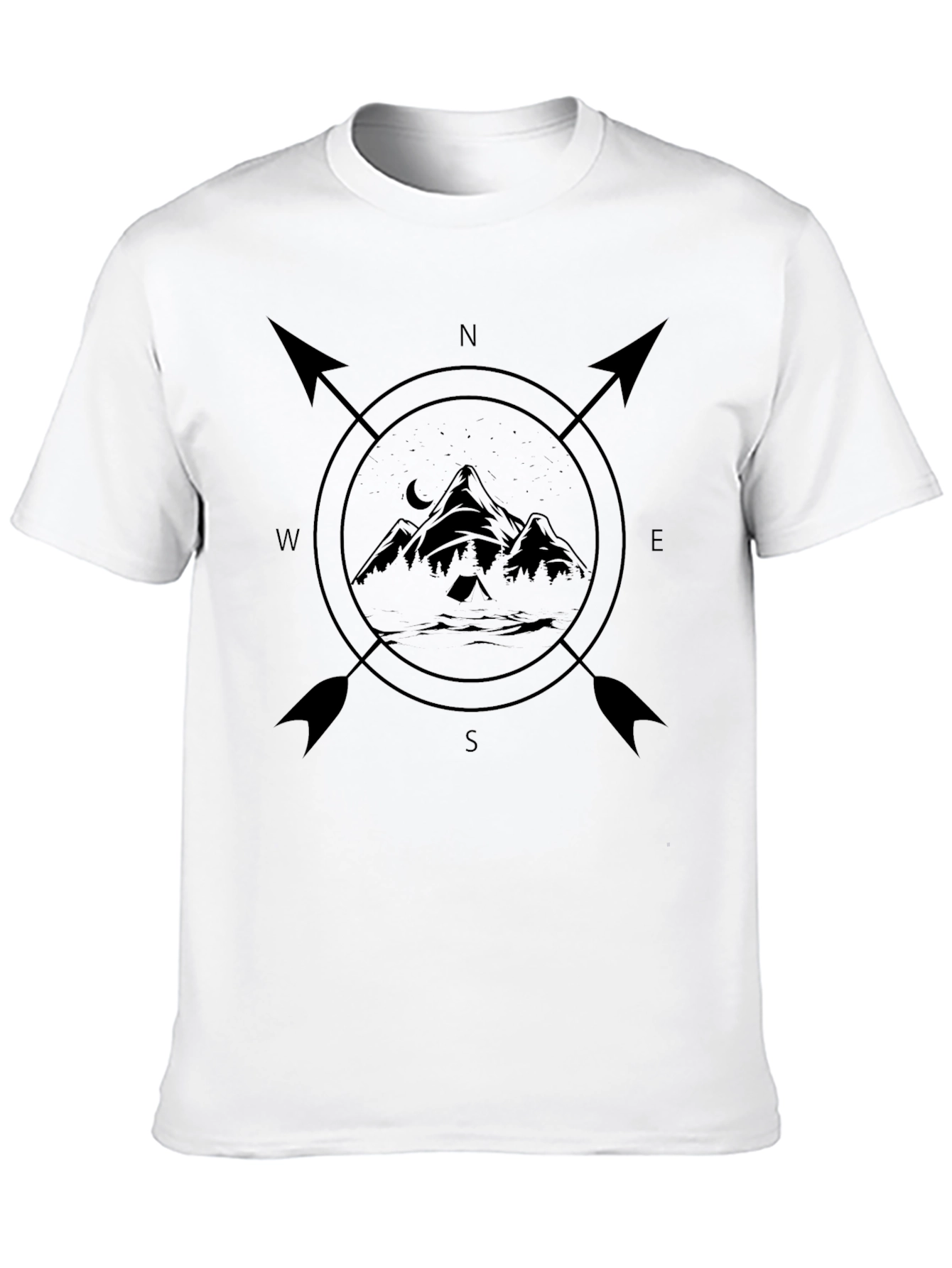 Compass Mountain Graphic Tee - Adventure Awaits!