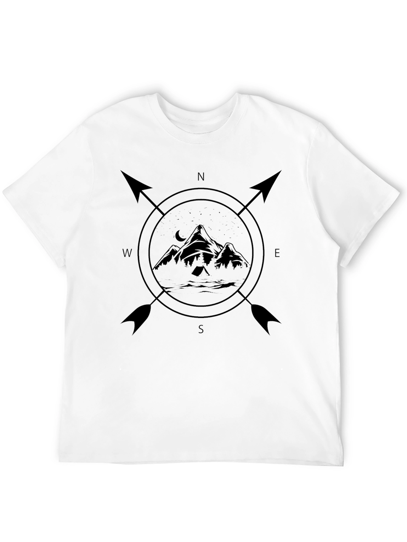 Compass Mountain Graphic Tee - Adventure Awaits!