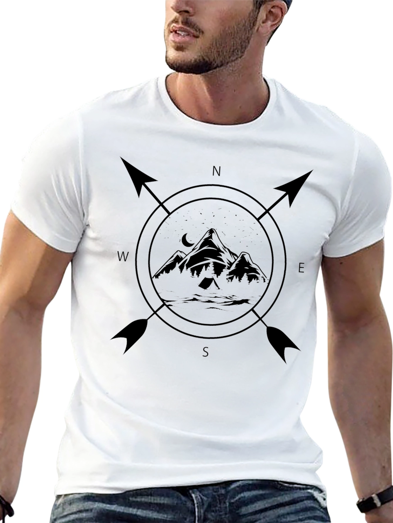 Compass Mountain Graphic Tee - Adventure Awaits!
